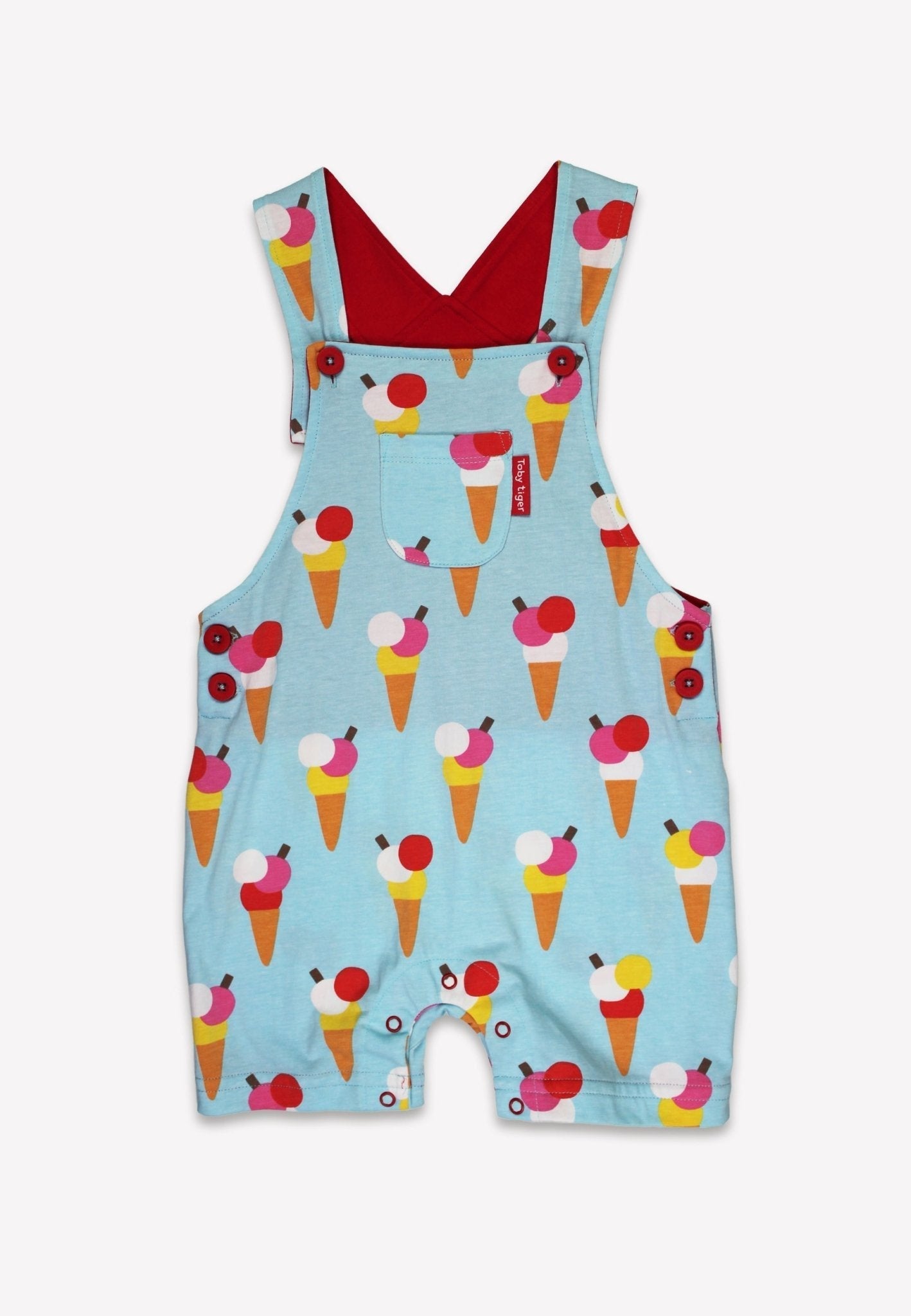 Toby Tiger Organic Dungaree Shorts - Ice Cream Cones Print - Baby&More