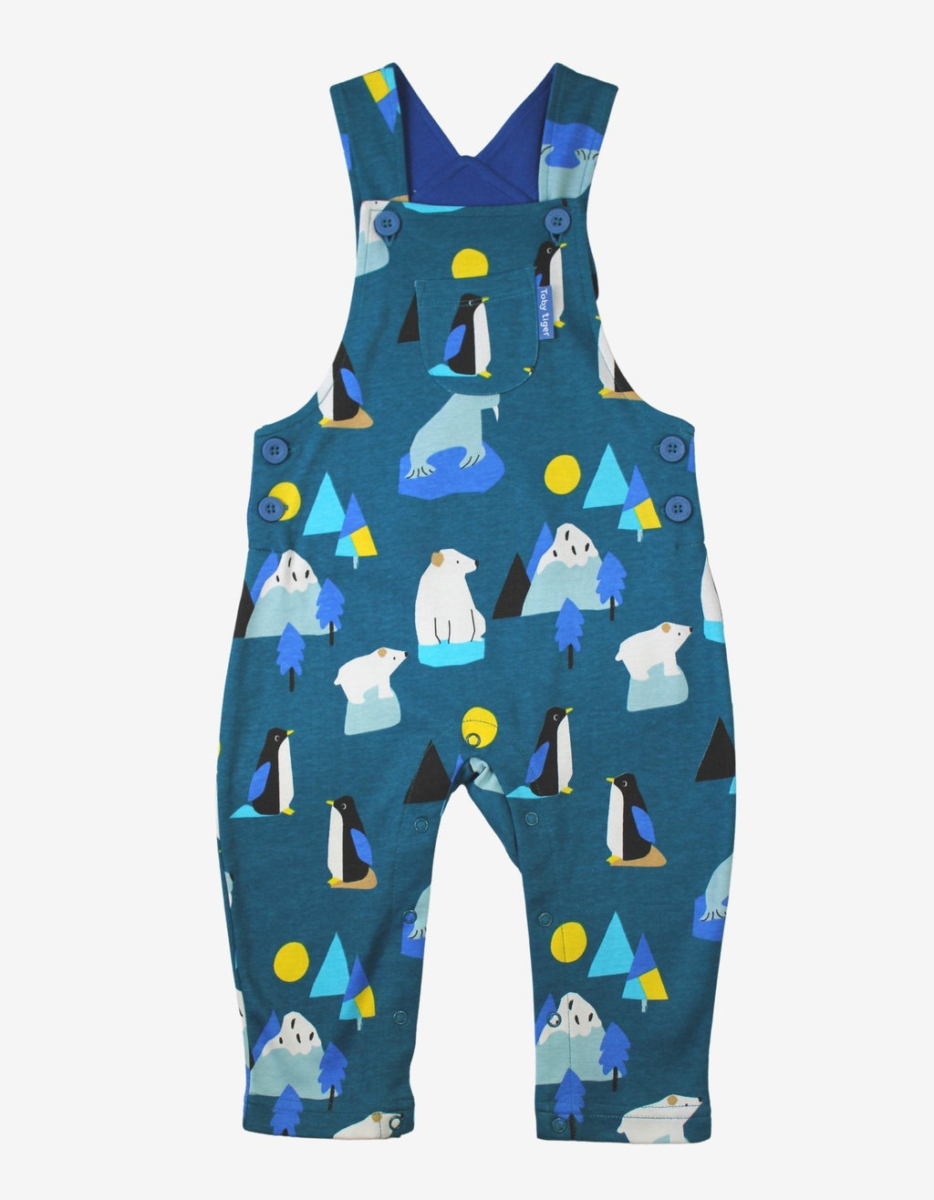 Toby Tiger Organic Dungarees - Arctic Print - Baby&More