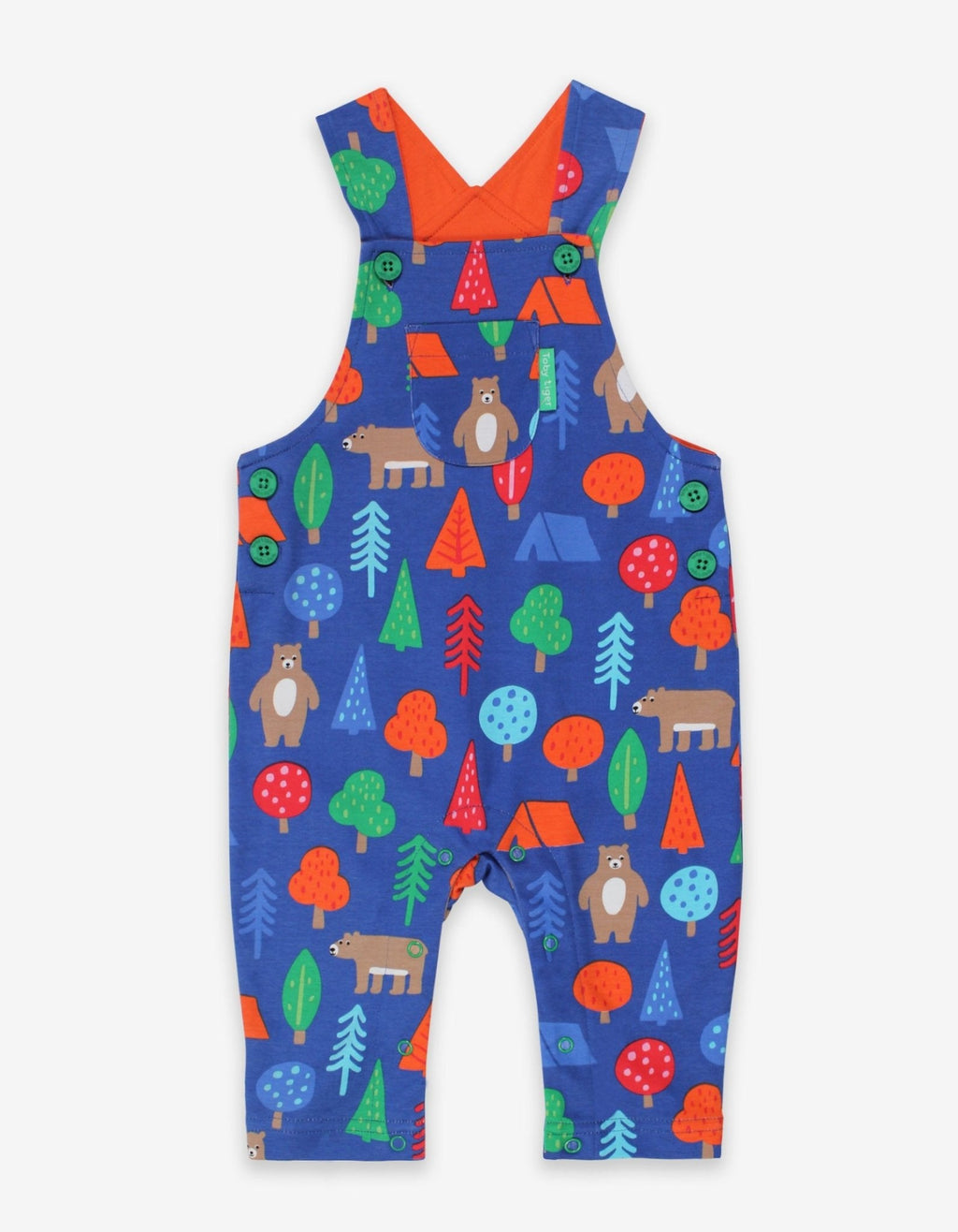 Toby Tiger Organic Dungarees - Camping Bear Print - Baby&More
