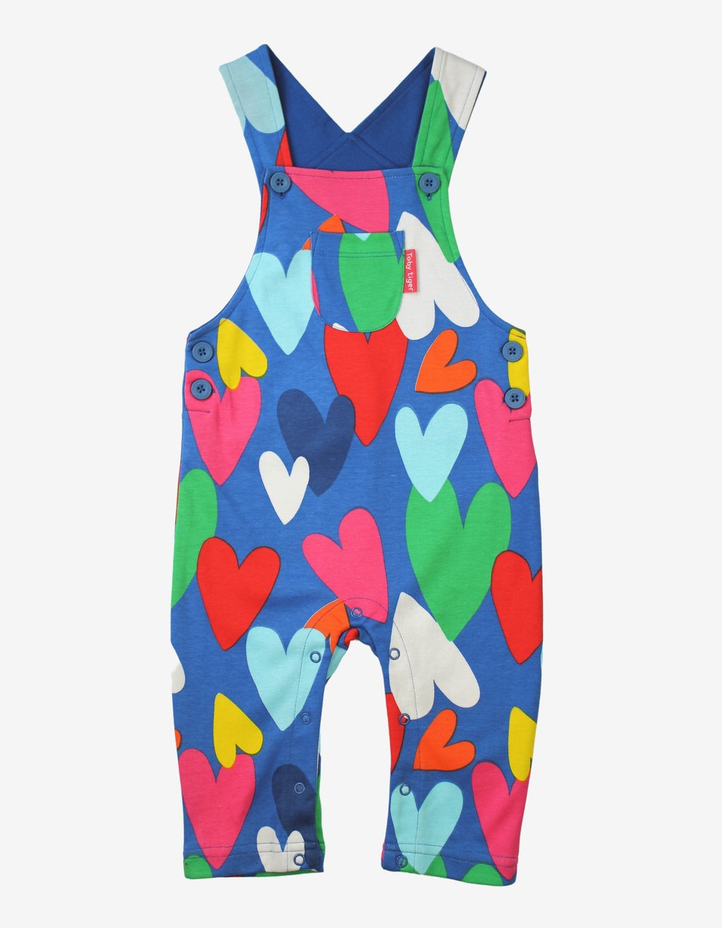 Toby Tiger Organic Dungarees - Heart Print - Baby&More