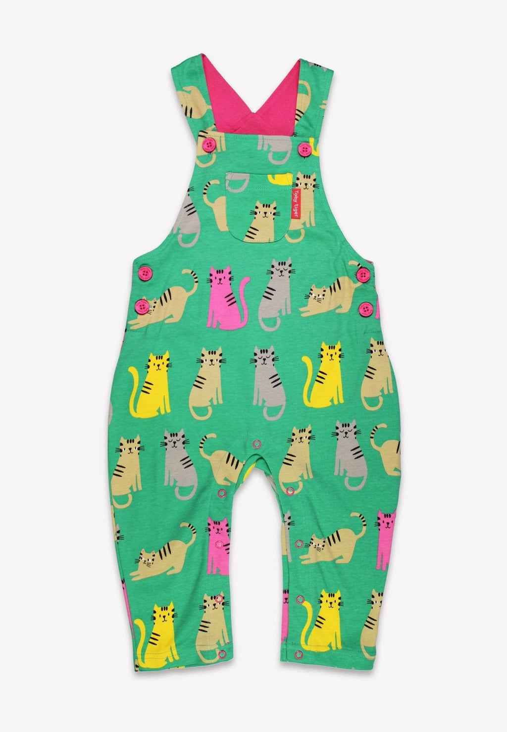 Toby Tiger Organic Dungarees - Kitten Print - Baby&More