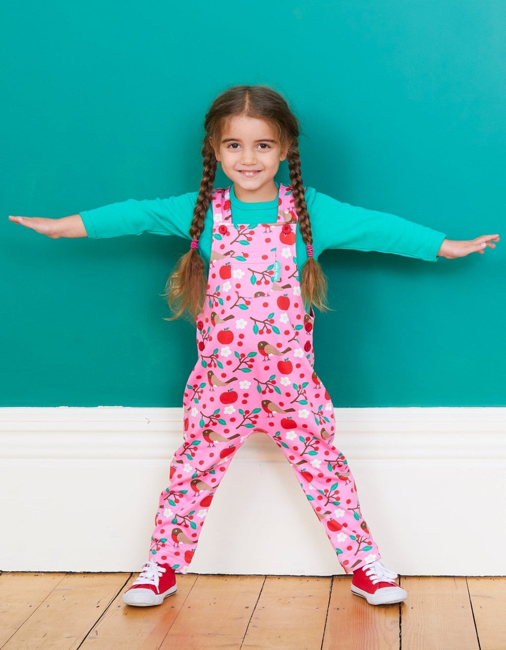 Toby Tiger Organic Dungarees - Robin Print - Baby&More