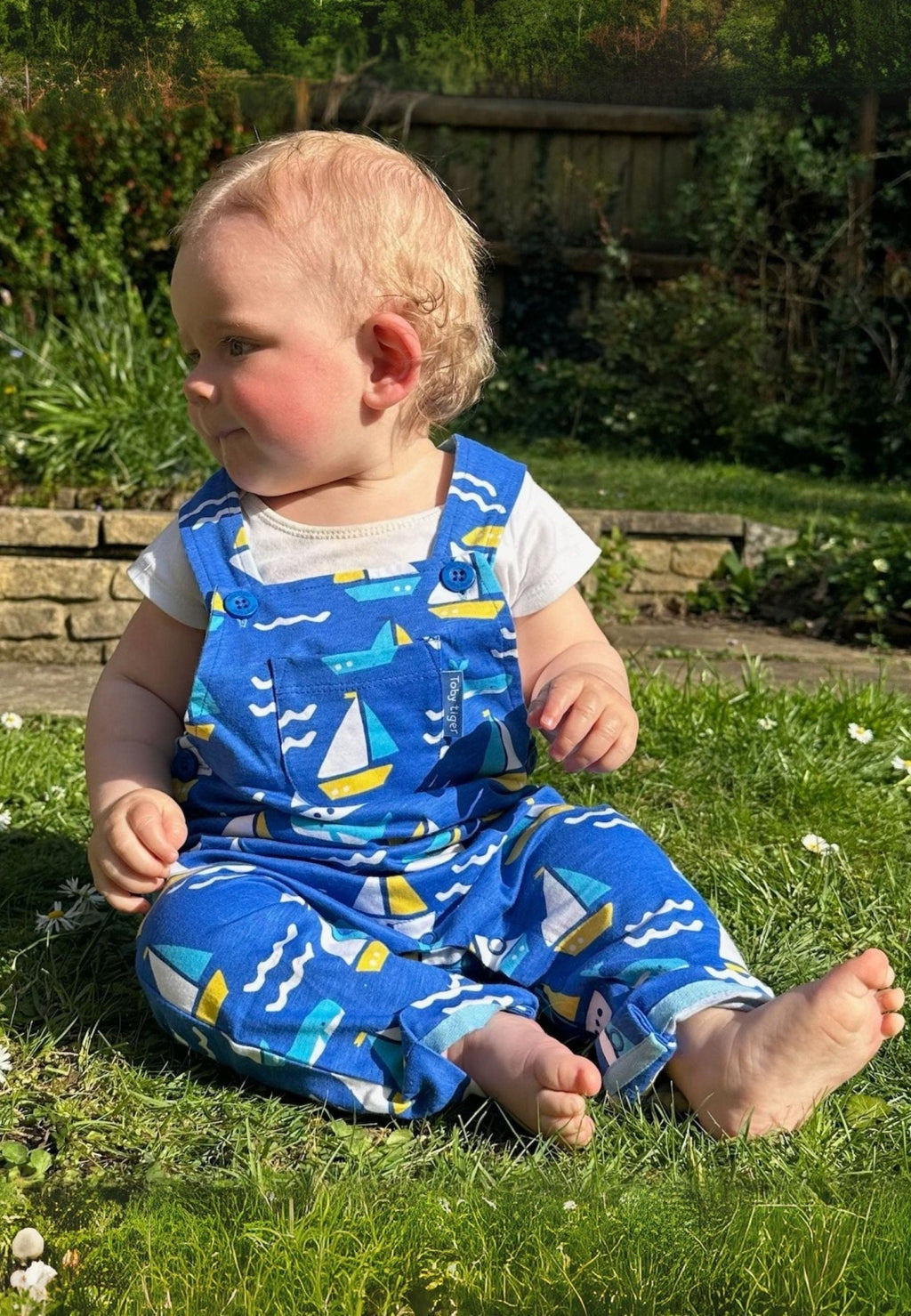 Toby Tiger Organic Dungarees - St Ives Print - Baby&More