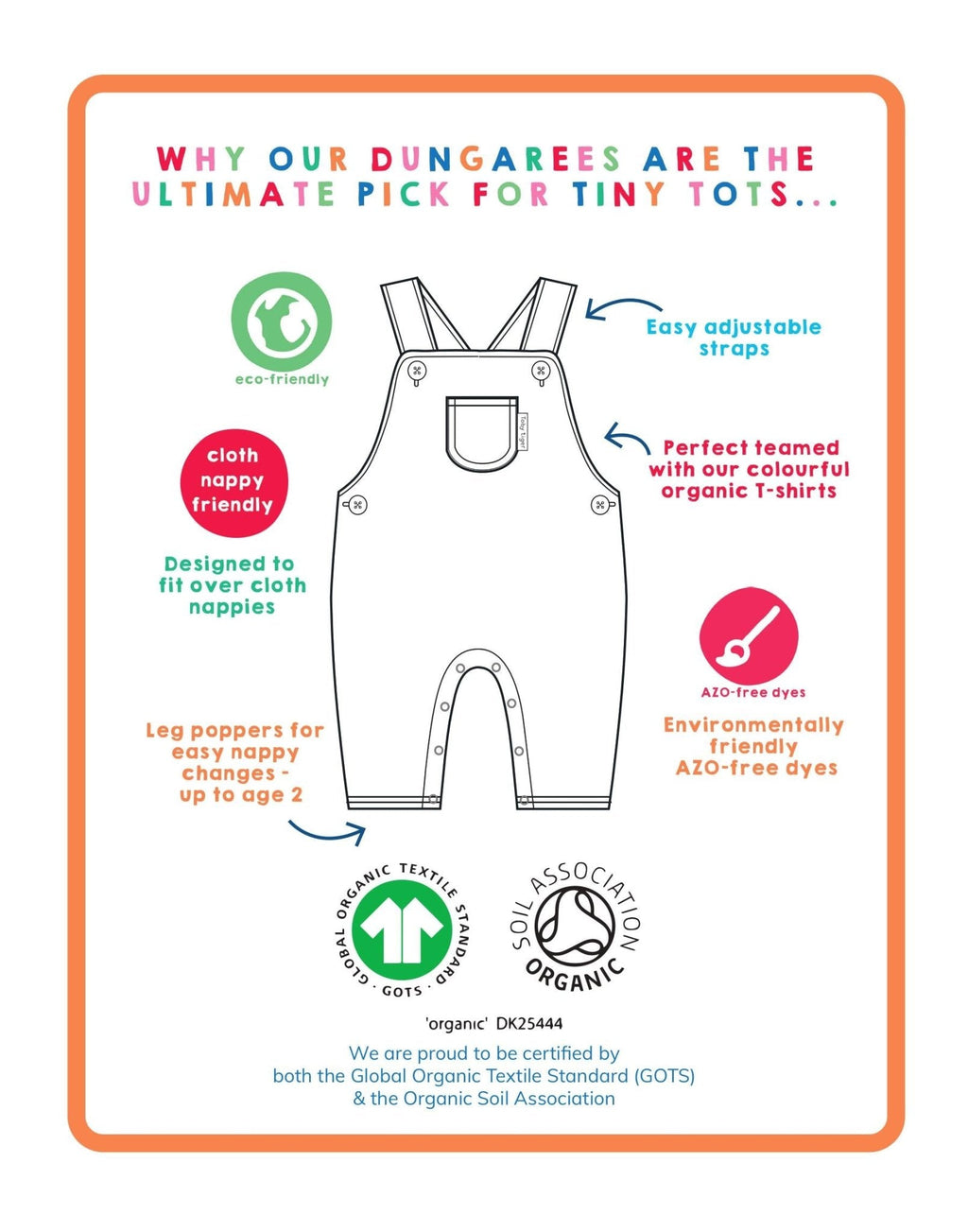 Toby Tiger Organic Dungarees - Tonal Dinosaur Print - Baby&More