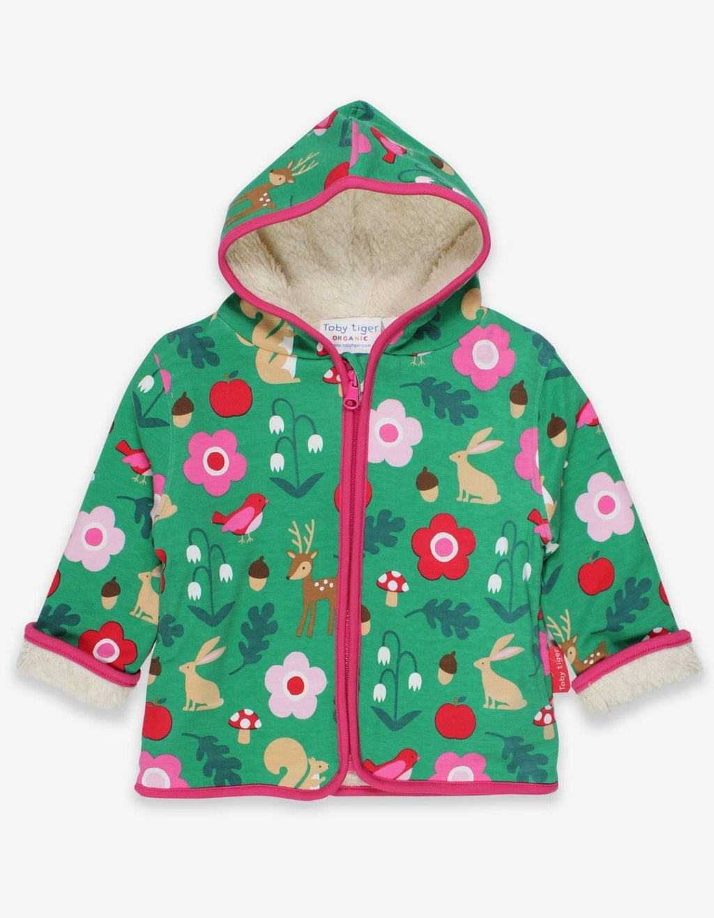 Toby Tiger Organic Fleece Applique Hoodie - Forest Adventure Print - Baby&More