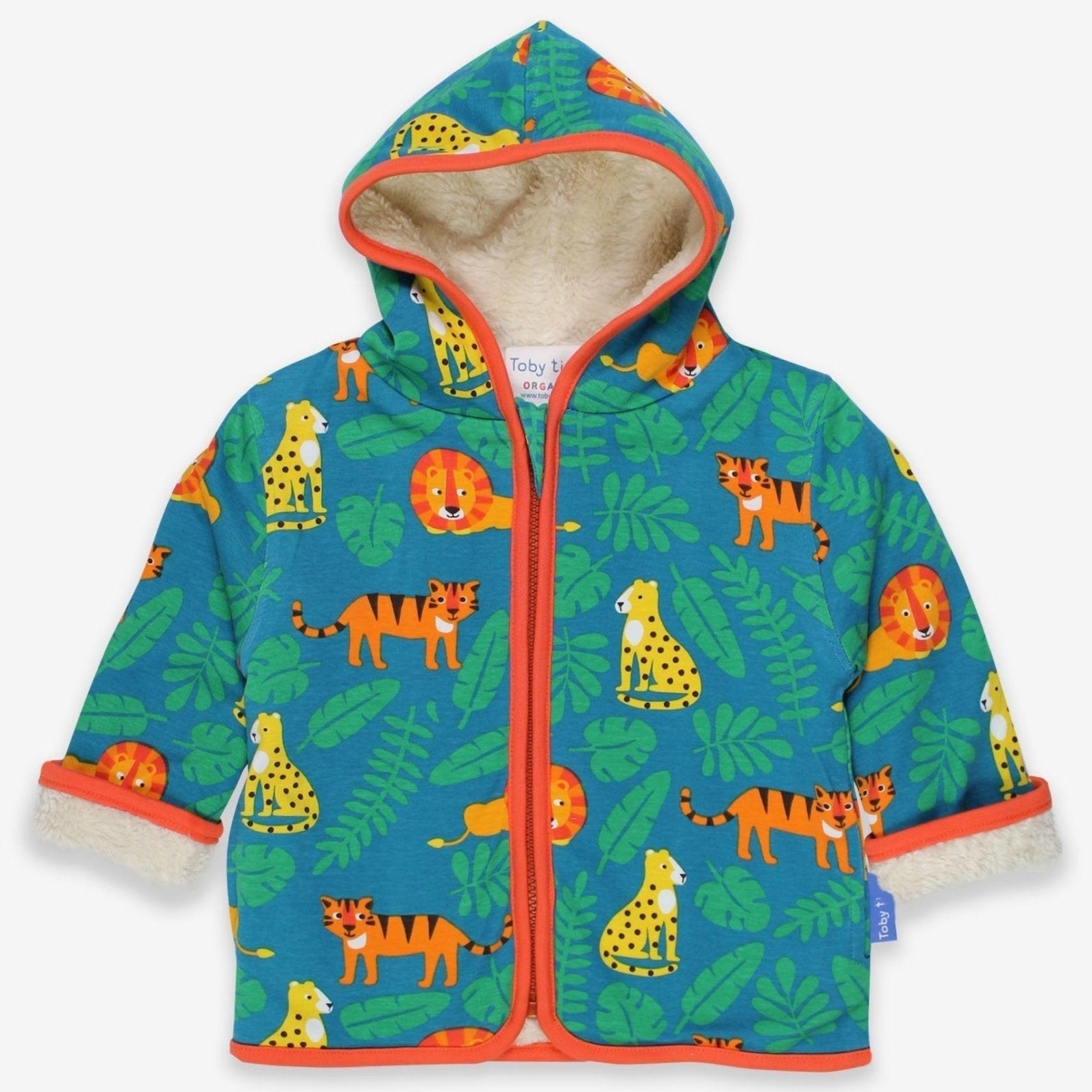 Toby Tiger Organic Fleece Hoodie - Wild Cats - Baby&More