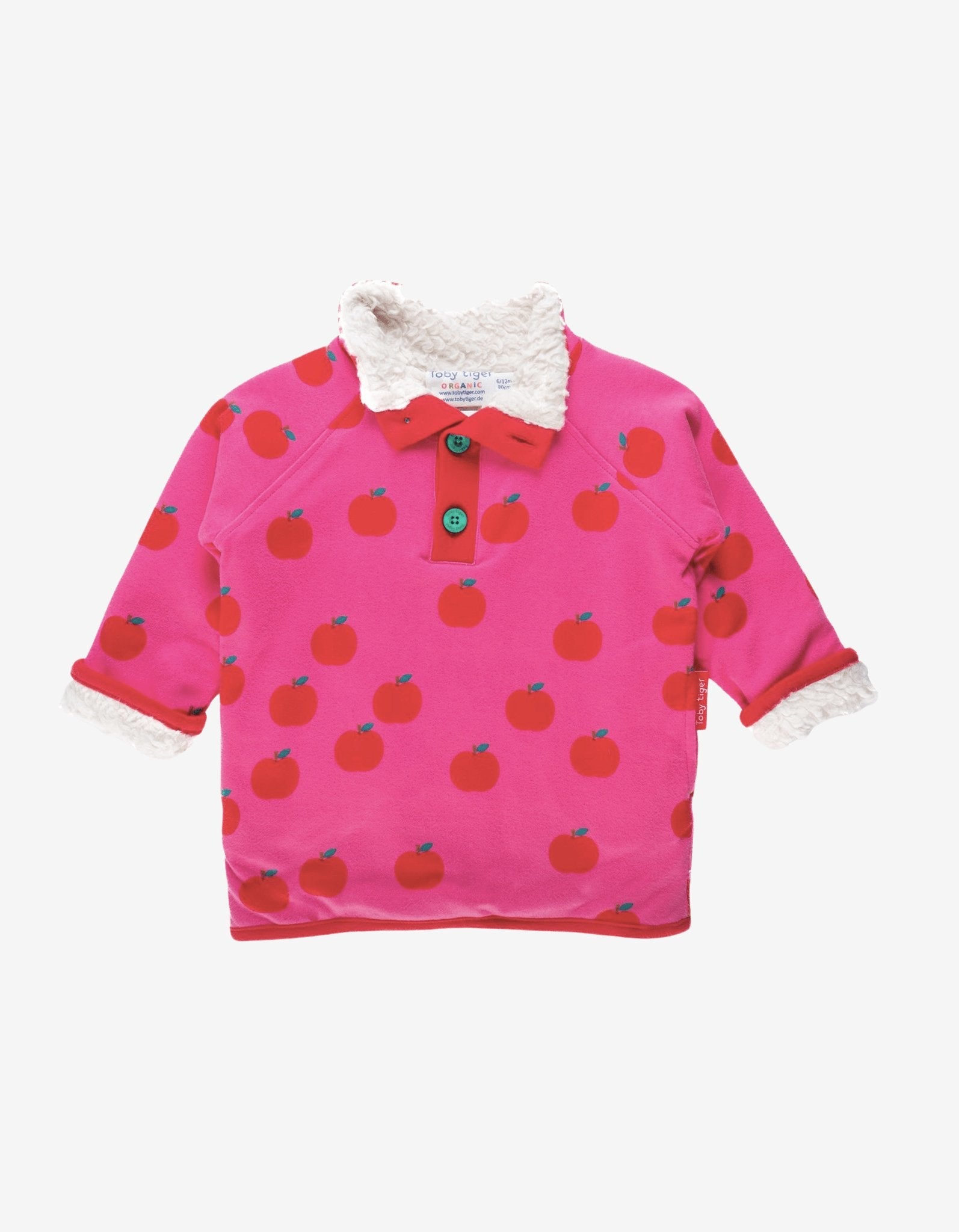 Toby Tiger Organic Fleece Sweatshirt - Apple Print - Baby&More