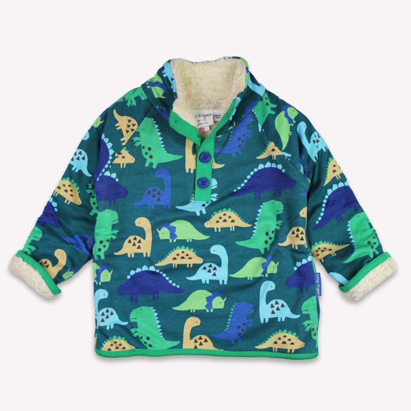 Toby Tiger Organic Fleece Sweatshirt - Tonal Dinosaur Print - Baby&More