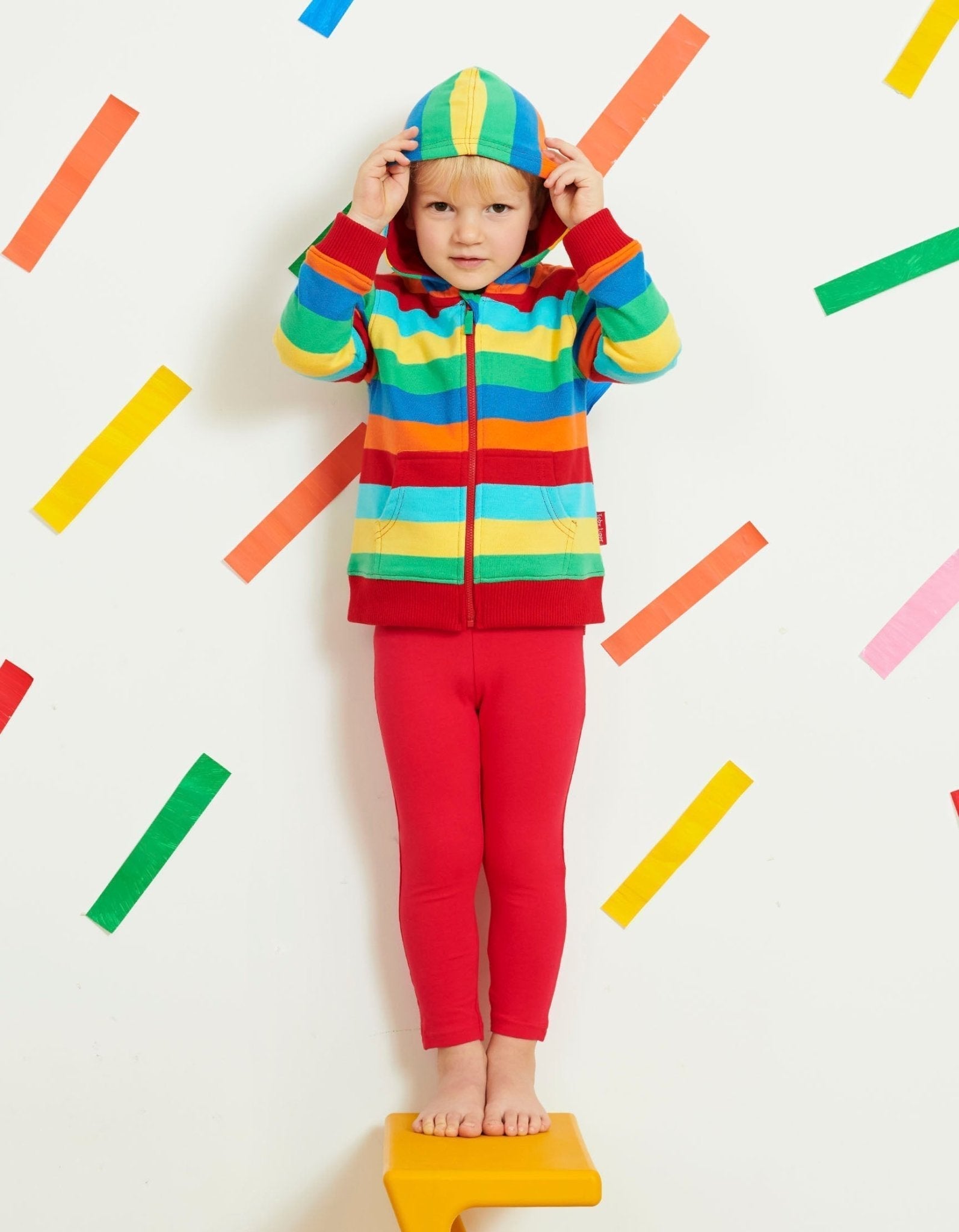 Toby Tiger Organic Hoodie - Red Multi Stripe - Baby&More