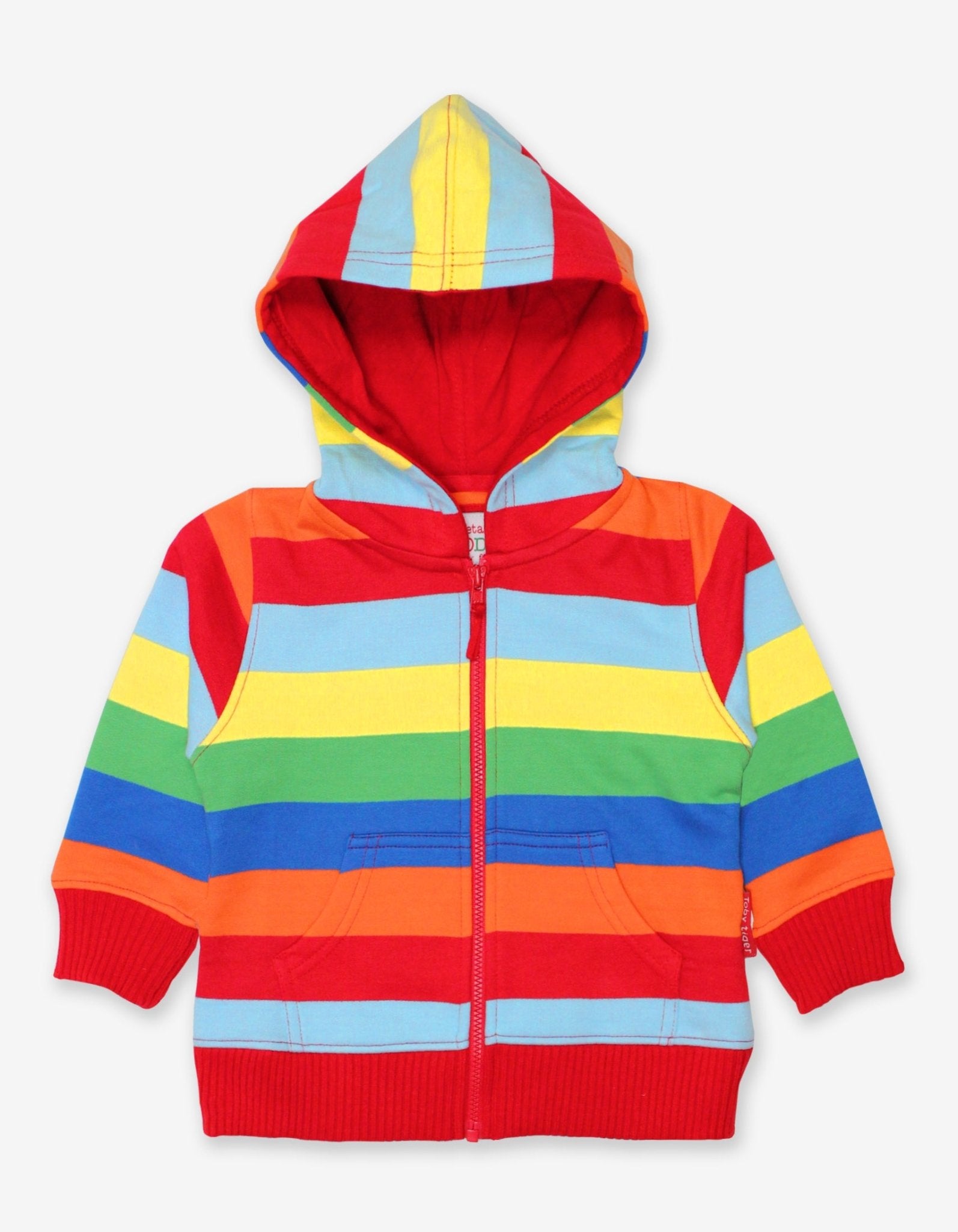 Toby Tiger Organic Hoodie - Red Multi Stripe - Baby&More