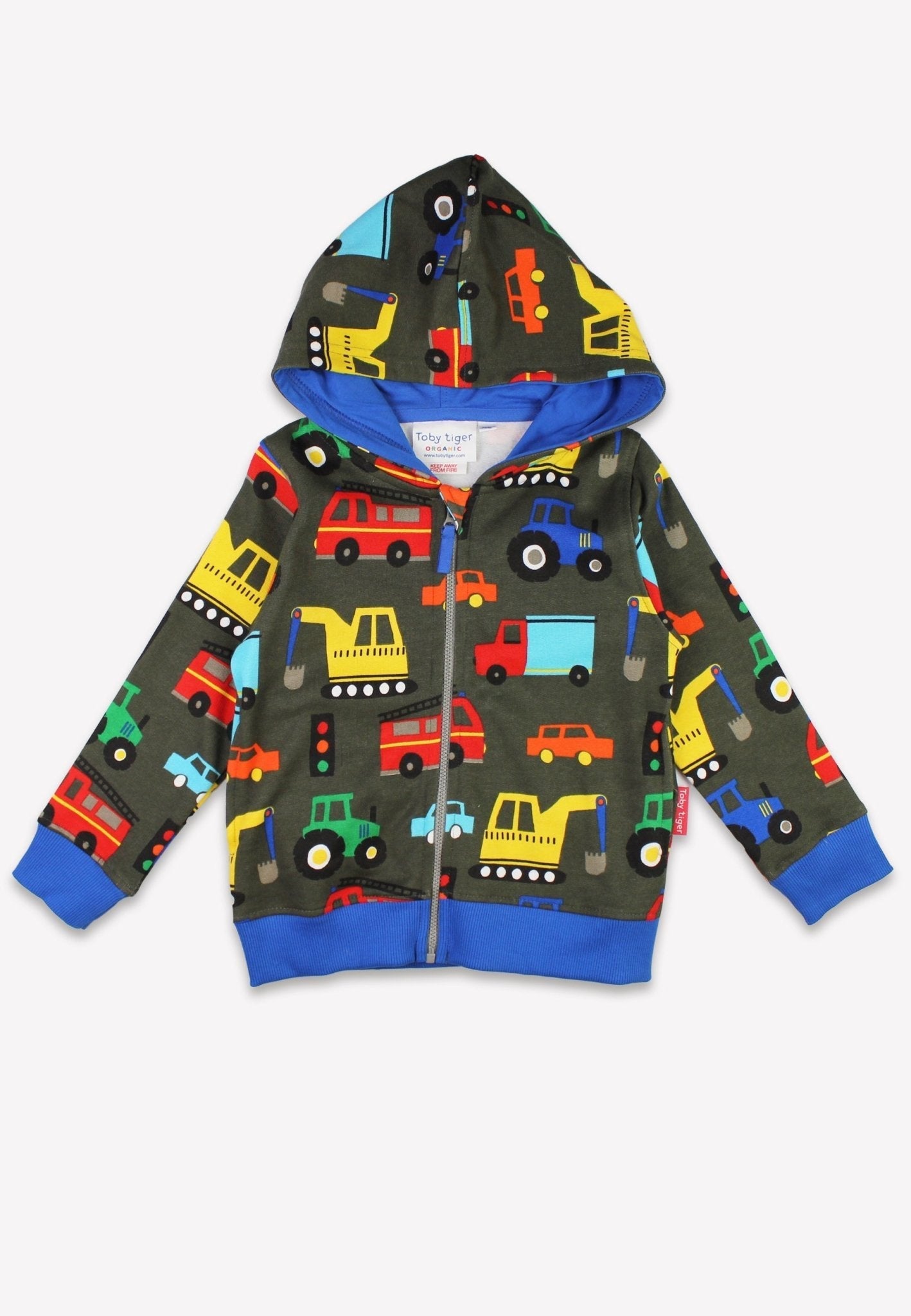 Toby Tiger Organic Hoodie - Transport Print - Baby&More