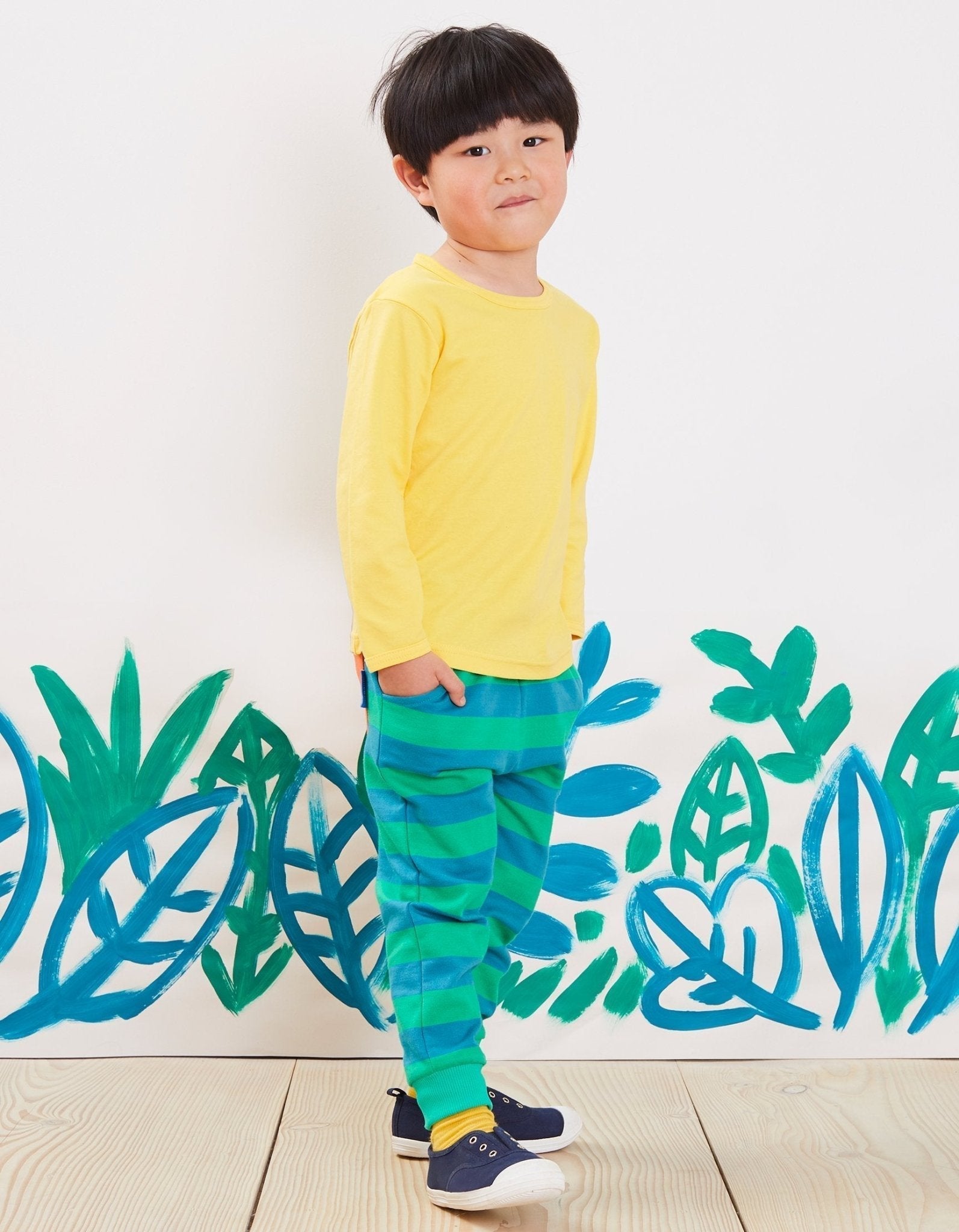 Toby Tiger Organic Joggers - Green Striped - Baby&More