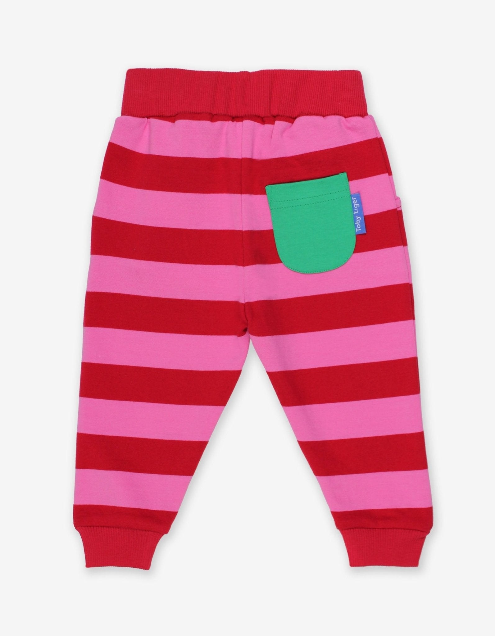 Toby Tiger Organic Joggers - Red & Pink Striped - Baby&More