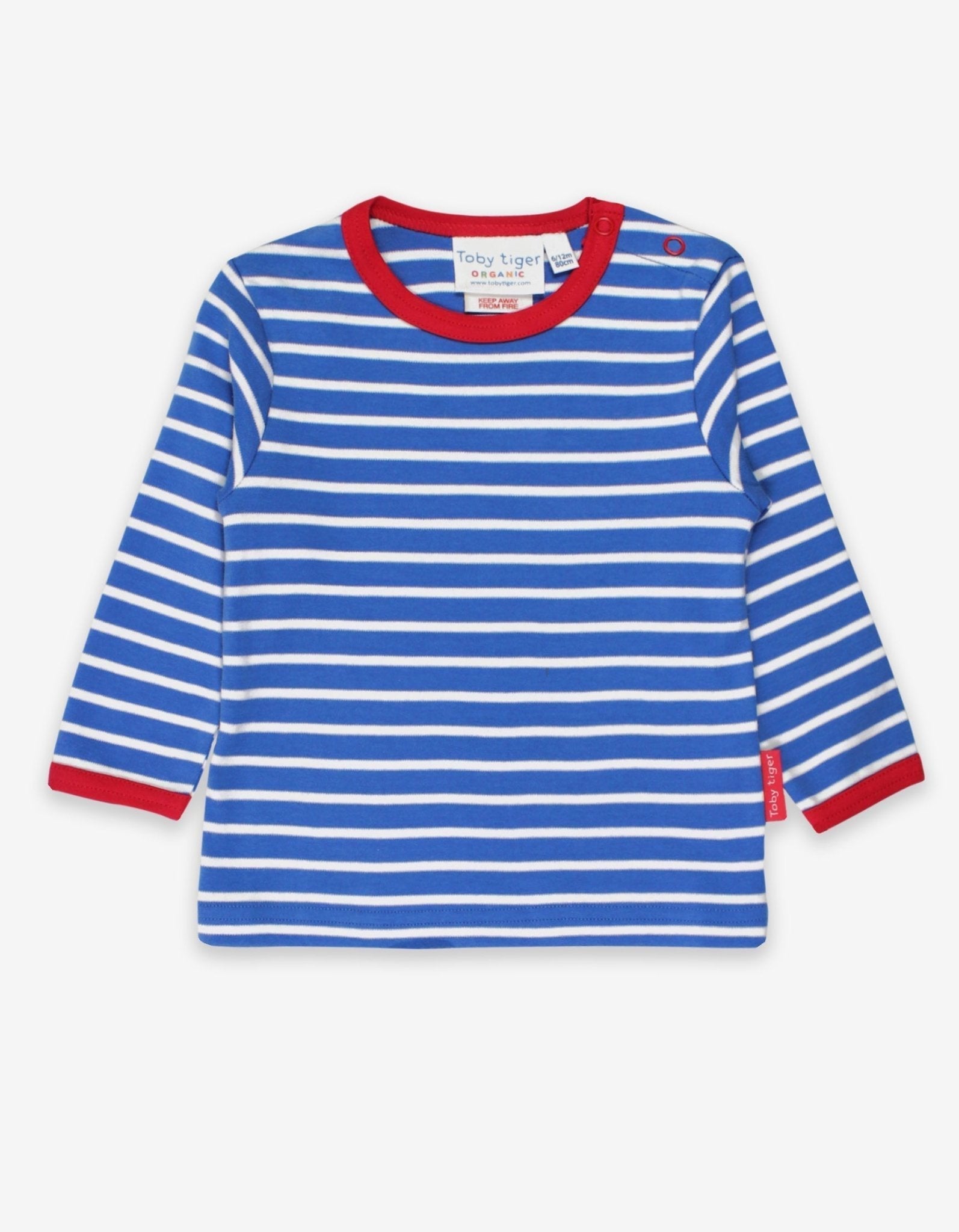 Toby Tiger Organic Long - Sleeved T-Shirt - Blue Breton Stripe - Baby&More