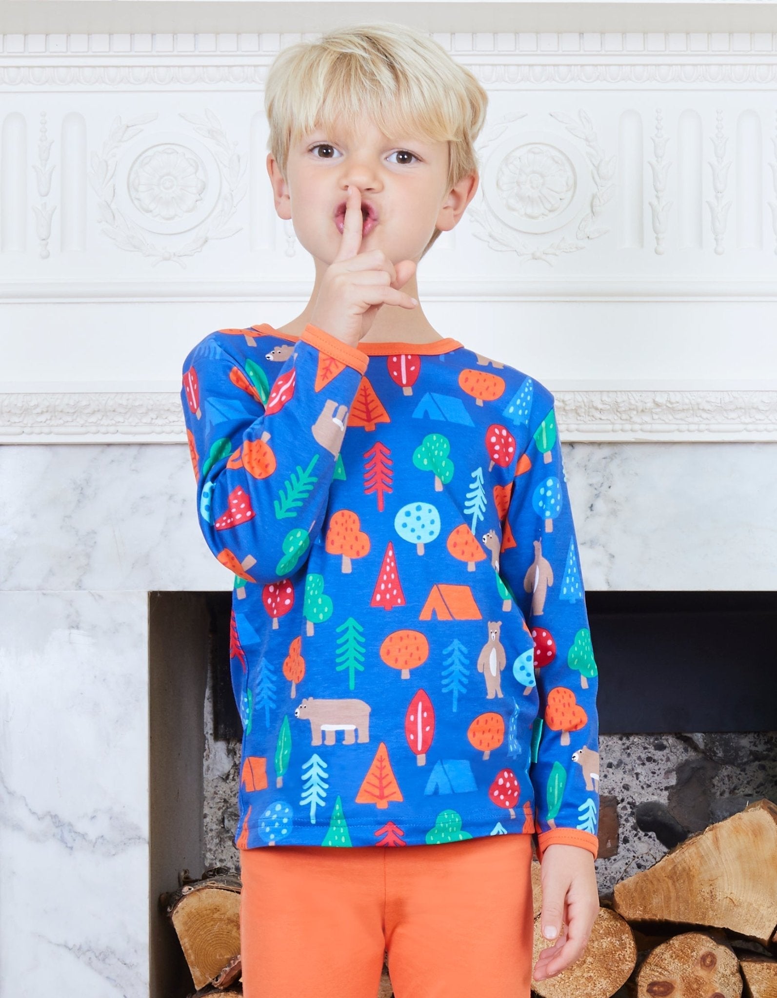 Toby Tiger Organic Long - Sleeved T-Shirt - Camping Bear Print - Baby&More