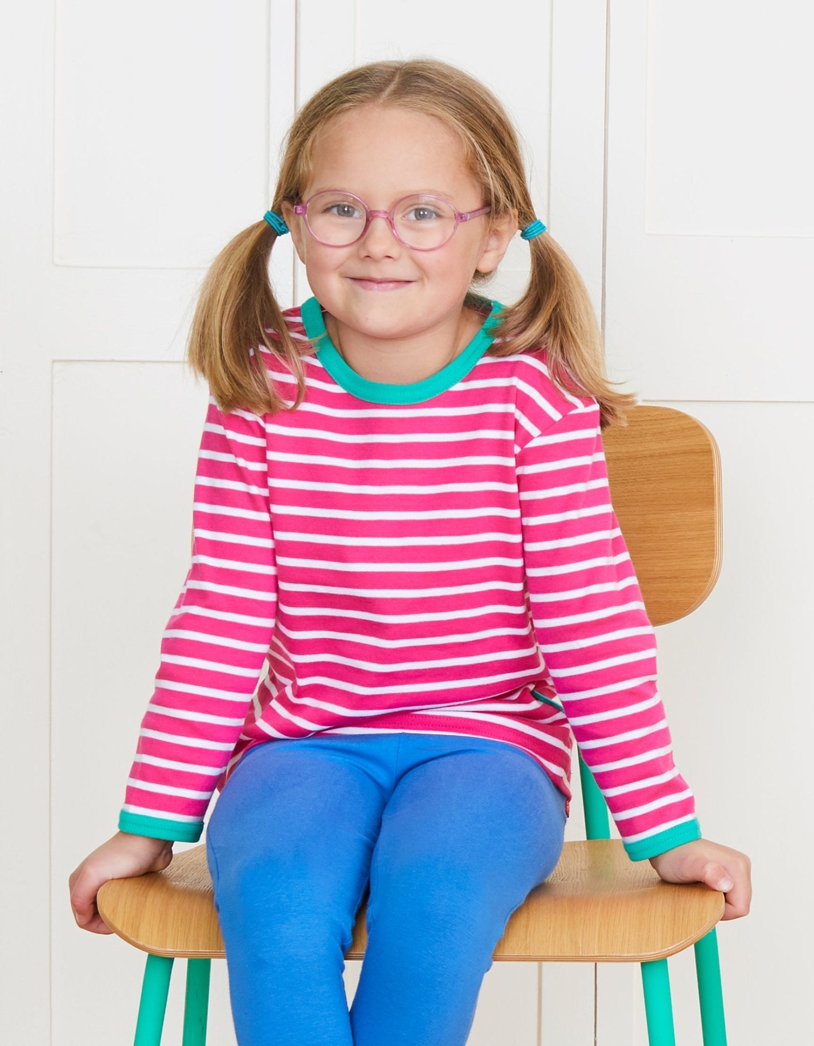 Toby Tiger Organic Long - Sleeved T-Shirt - Pink Breton Stripe - Baby&More