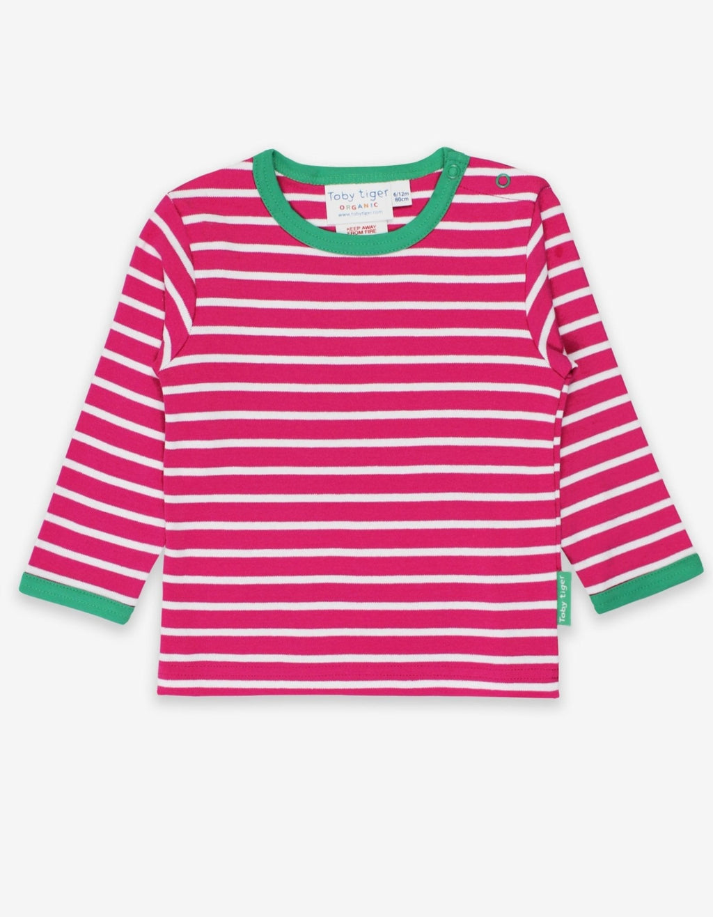 Toby Tiger Organic Long - Sleeved T-Shirt - Pink Breton Stripe - Baby&More
