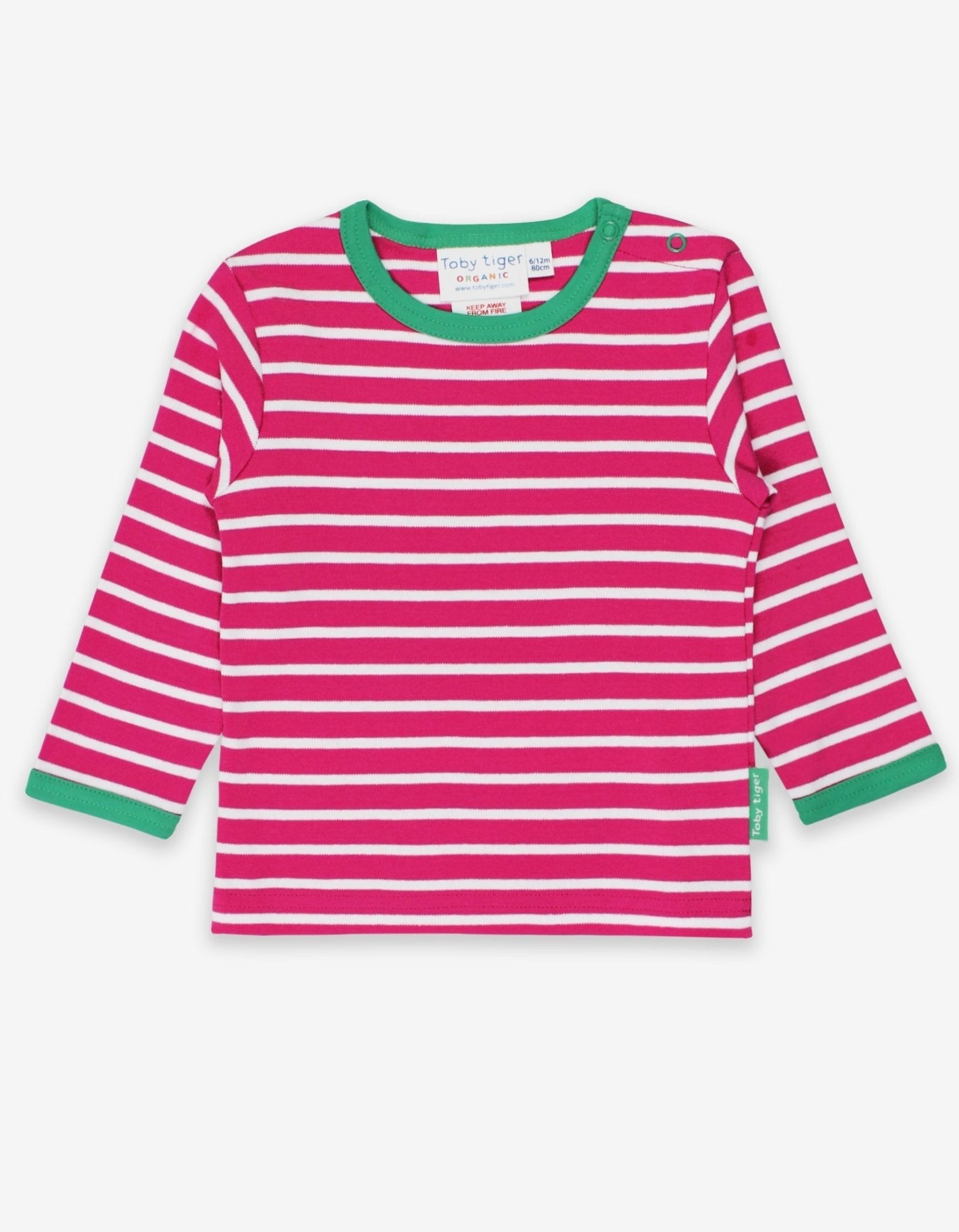 Toby Tiger Organic Long - Sleeved T-Shirt - Pink Breton Stripe - Baby&More