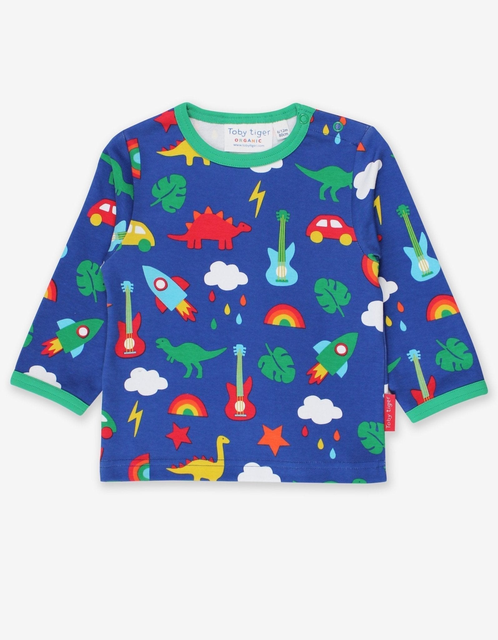 Toby Tiger Organic Print Long - Sleeved T-Shirt - Playtime Mix - Up - Baby&More