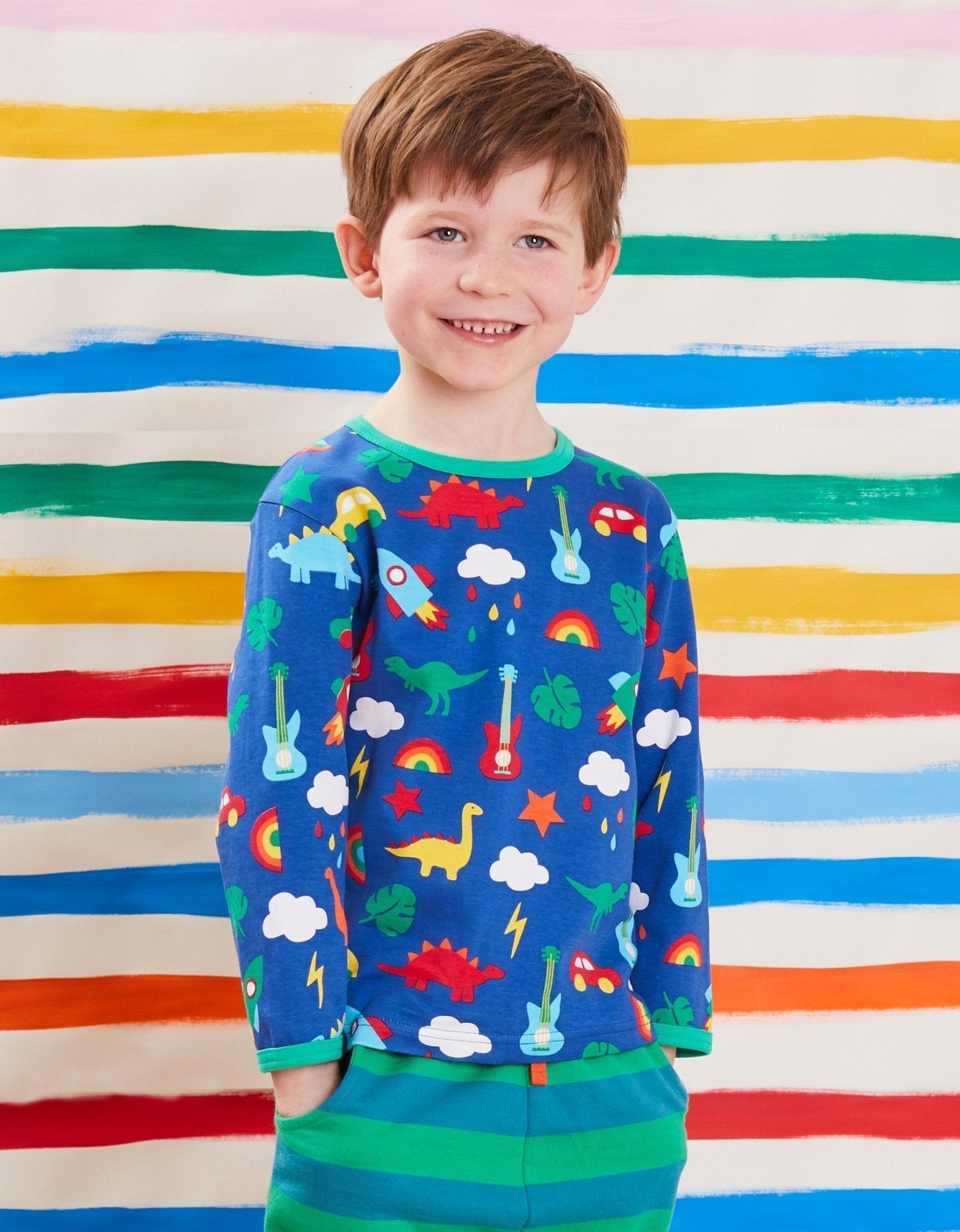 Toby Tiger Organic Print Long - Sleeved T-Shirt - Playtime Mix - Up - Baby&More