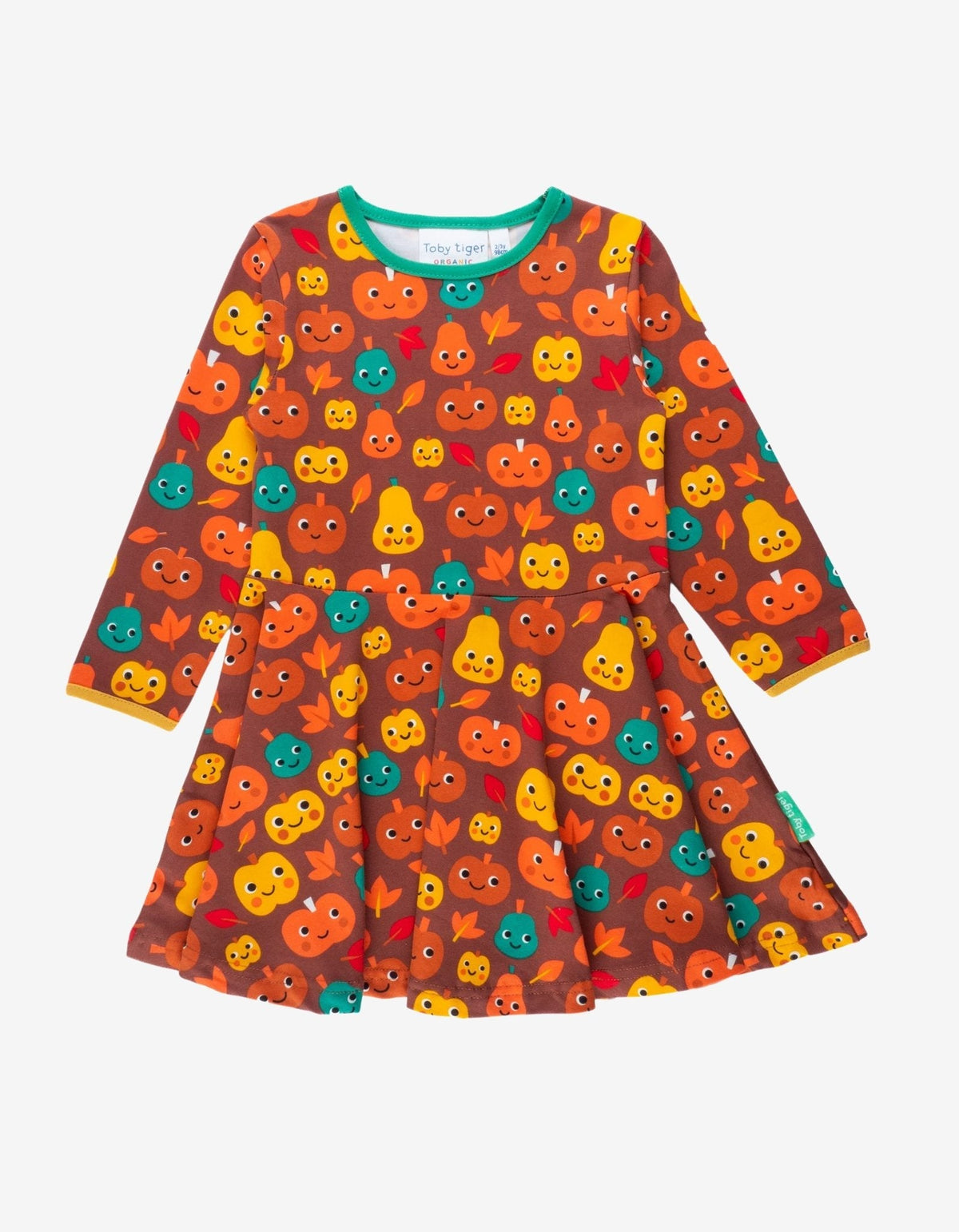 Toby Tiger Organic Pumpkin Print Long-Sleeved Skater Dress - Baby&More