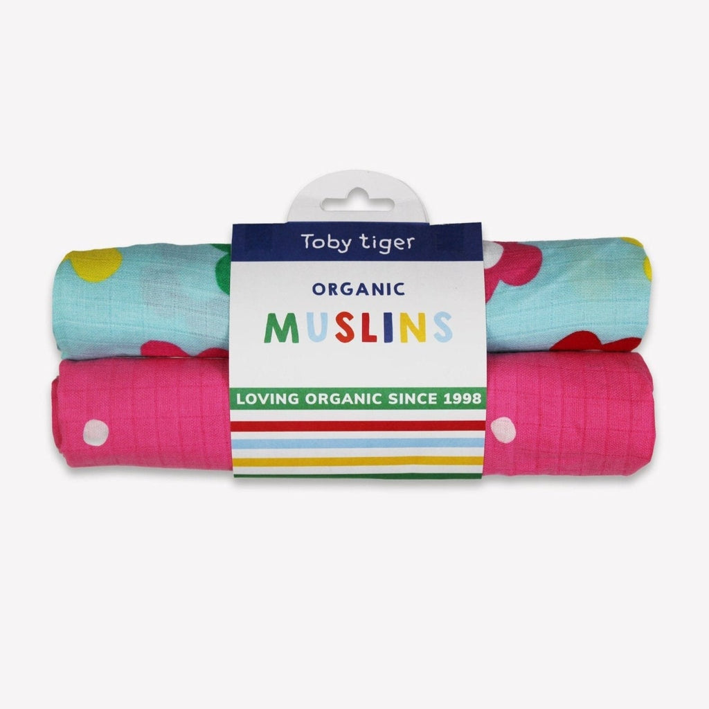 Toby Tiger Organic Rainbow Bloom Print Muslin 2 Pack - Baby&More