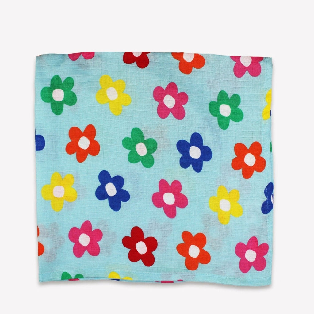 Toby Tiger Organic Rainbow Bloom Print Muslin 2 Pack - Baby&More