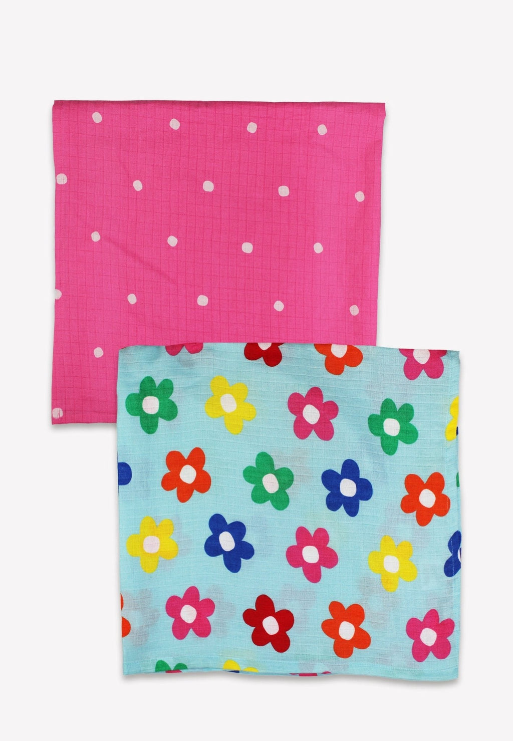 Toby Tiger Organic Rainbow Bloom Print Muslin 2 Pack - Baby&More