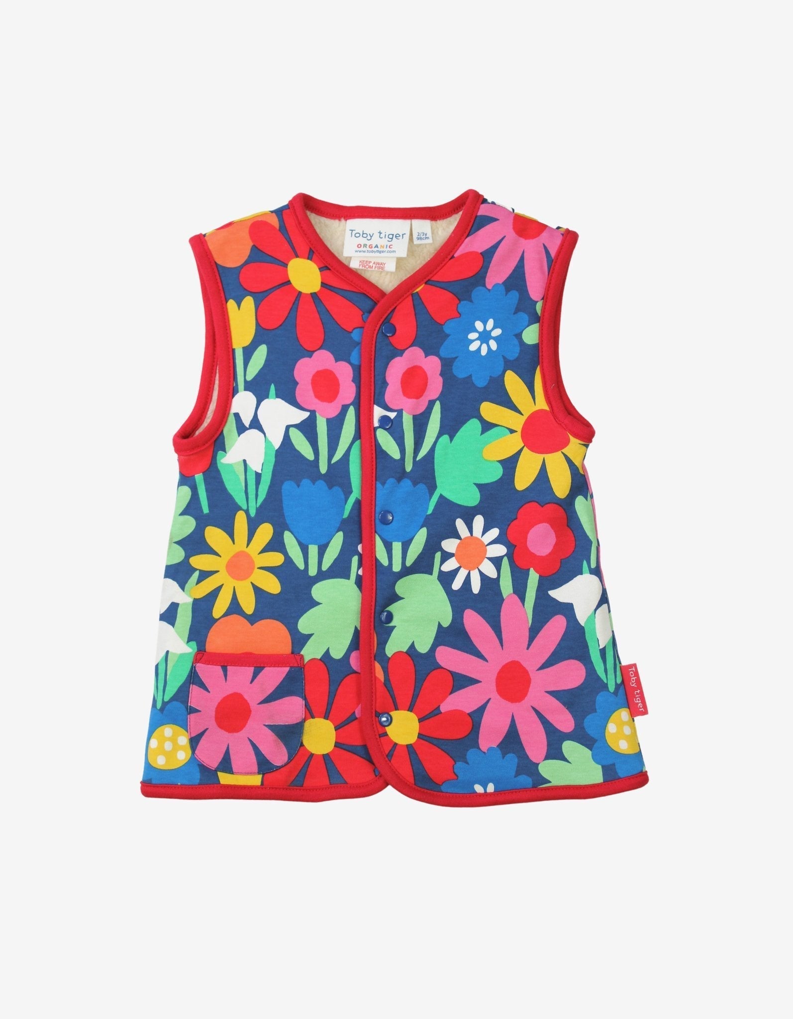 Toby Tiger Organic Reversible Gilet - Bold Floral - Baby&More