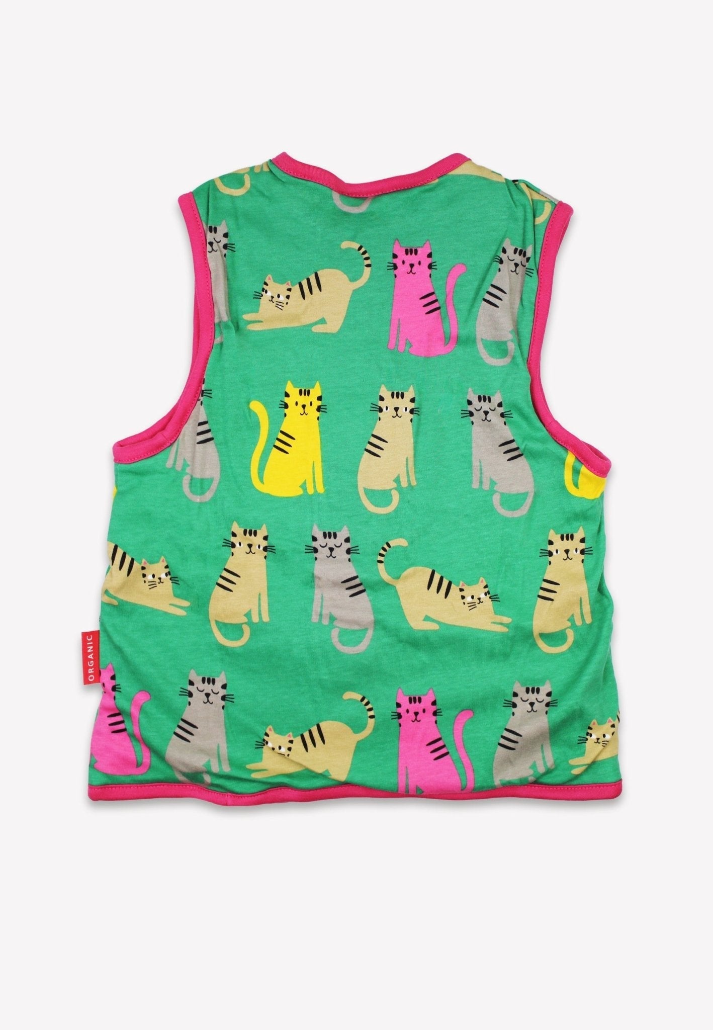 Toby Tiger Organic Reversible Gilet - Kitten Print - Baby&More