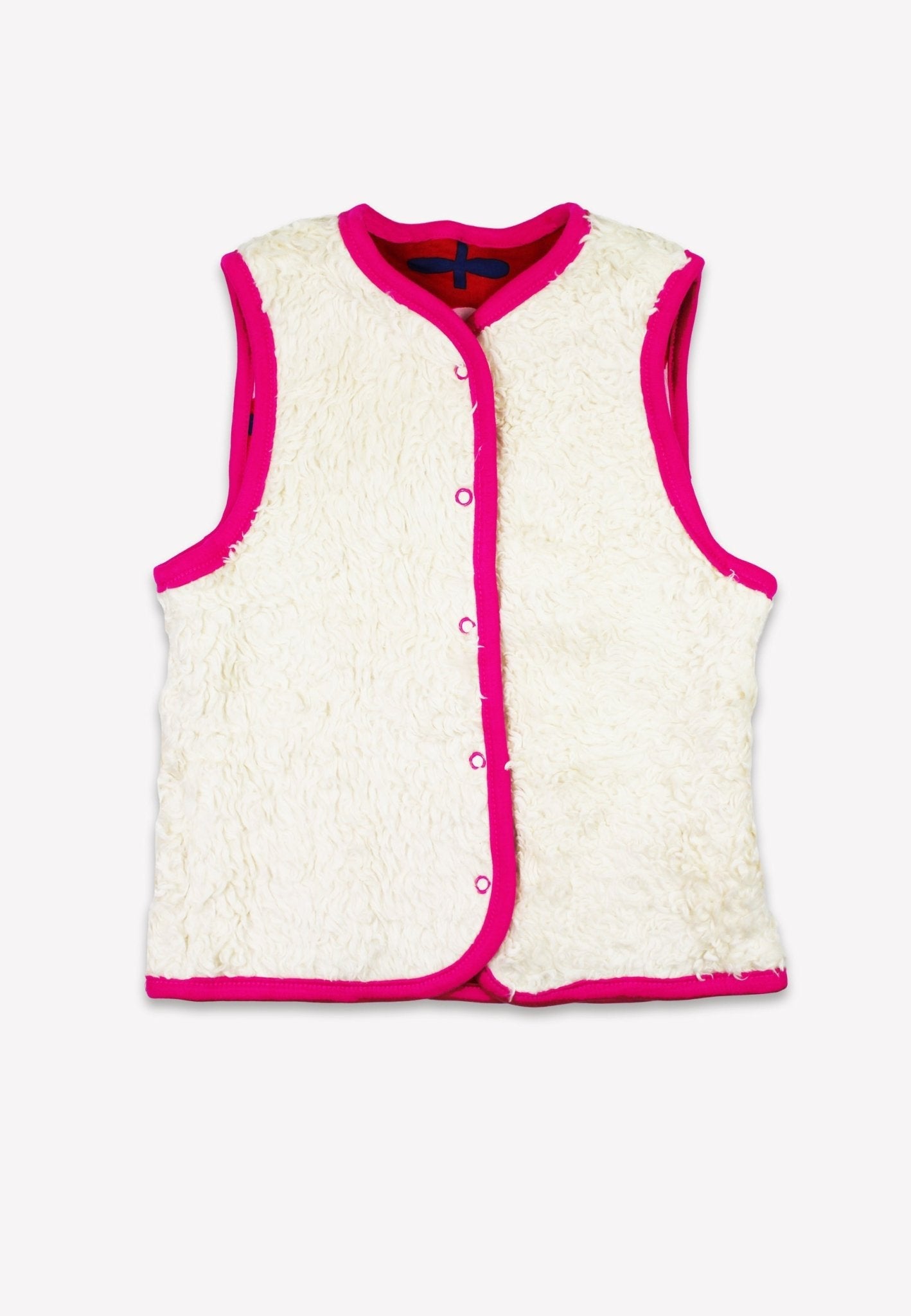 Toby Tiger Organic Reversible Gilet - Pink Flower Print - Baby&More