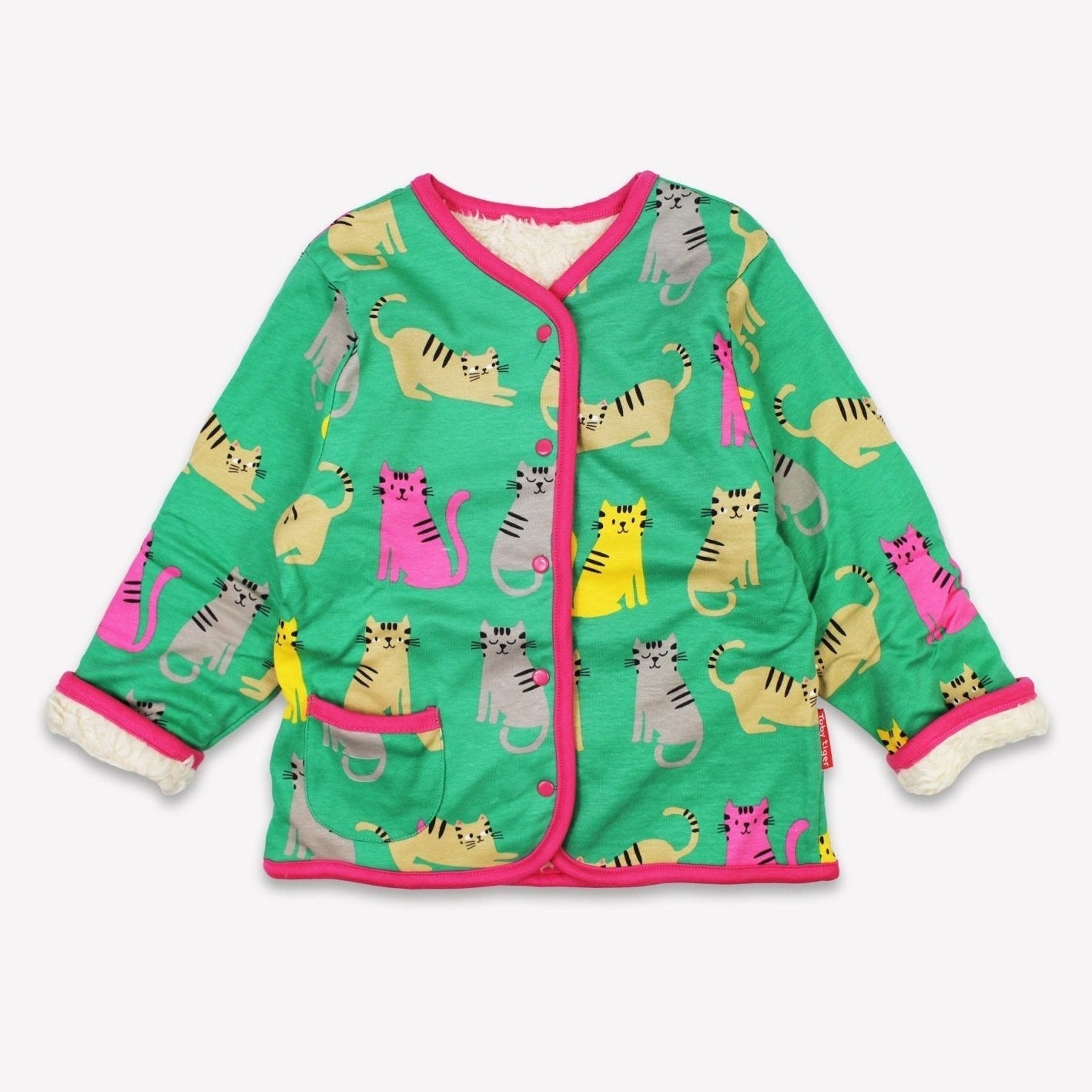Toby Tiger Organic Reversible Jacket - Kitten Print - Baby&More