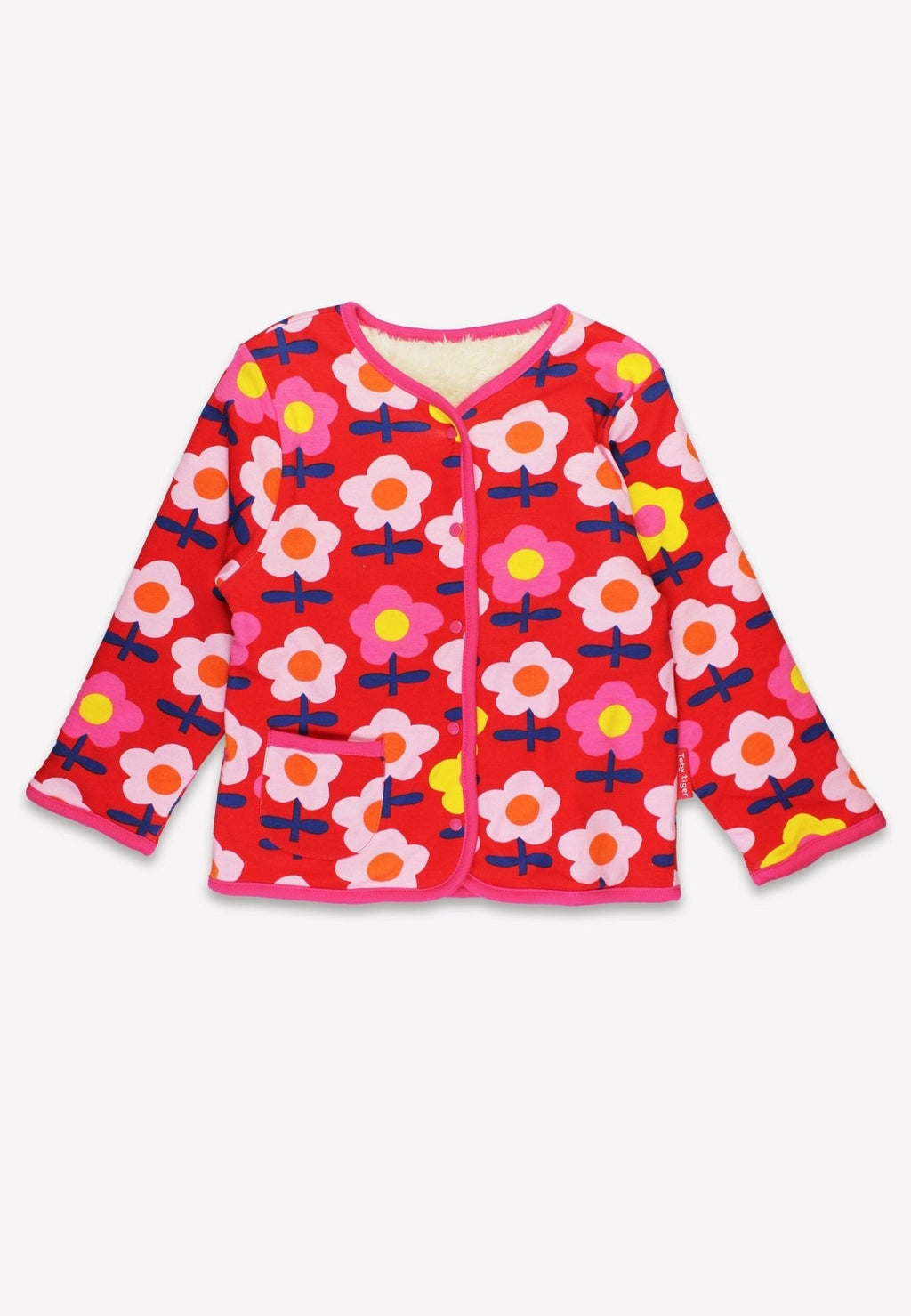 Toby Tiger Organic Reversible Jacket - Pink Flower Print - Baby&More