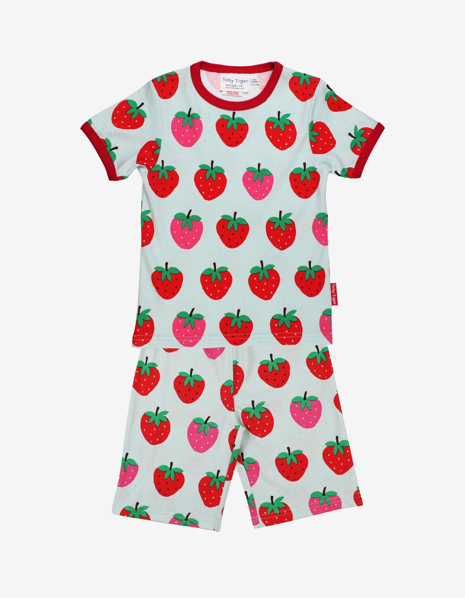 Toby Tiger Organic Short Pyjamas - Strawberry Print - Baby&More