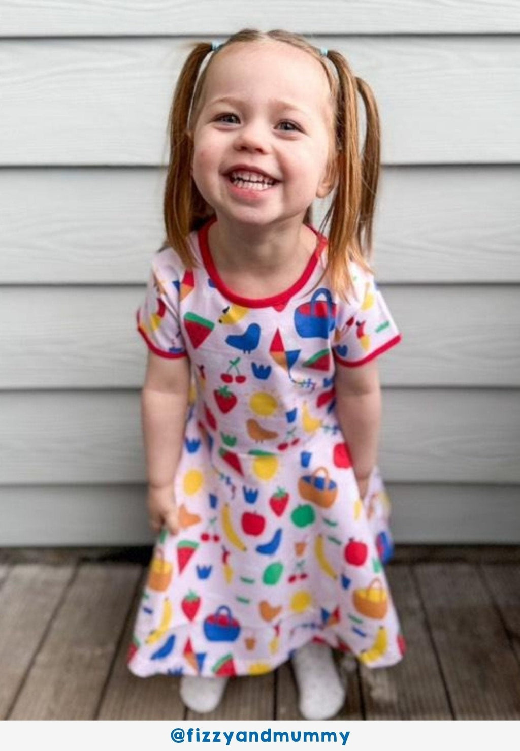 Toby Tiger Organic Short Sleeved Skater Dress - Picnic Print - Baby&More