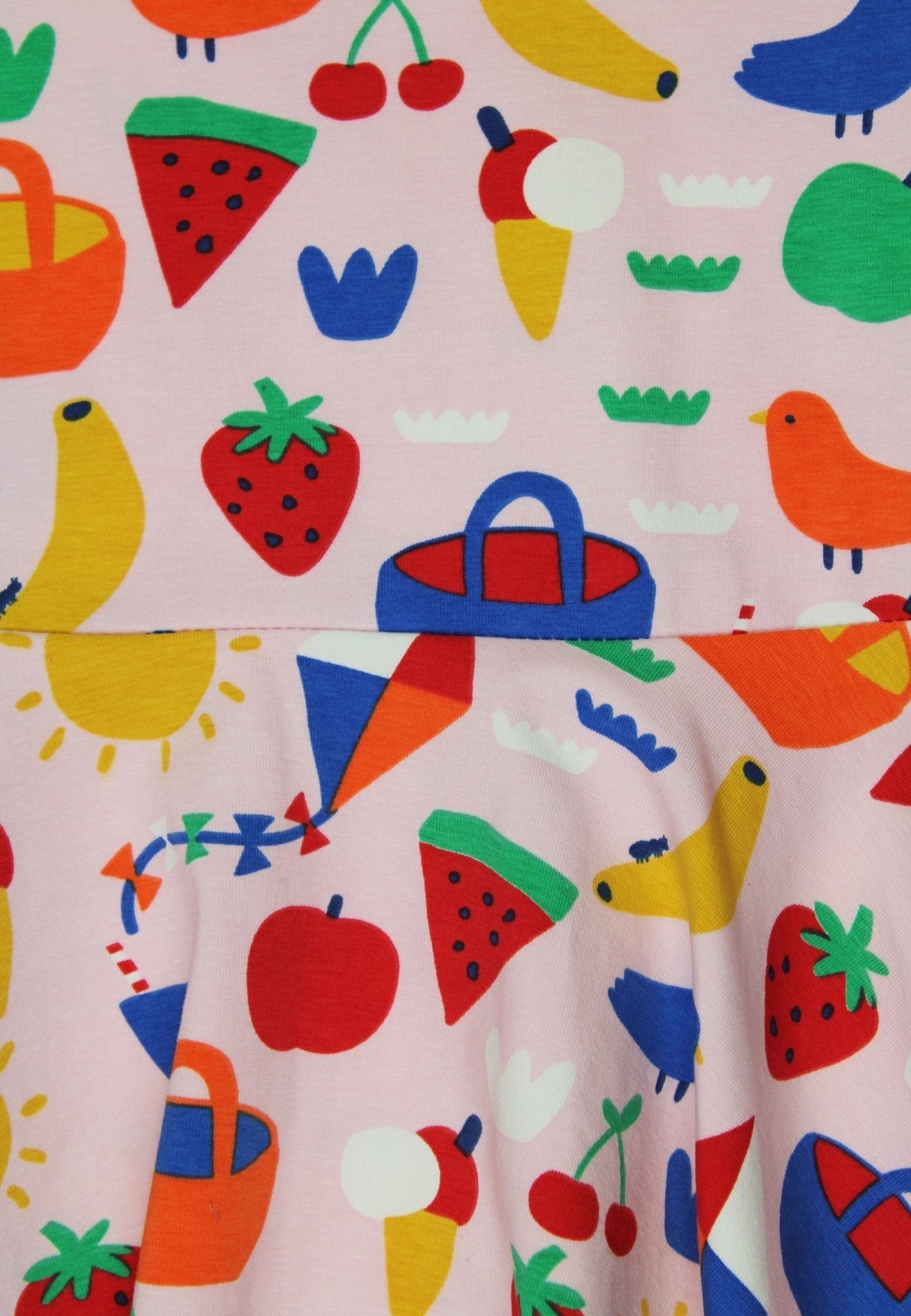 Toby Tiger Organic Short Sleeved Skater Dress - Picnic Print - Baby&More