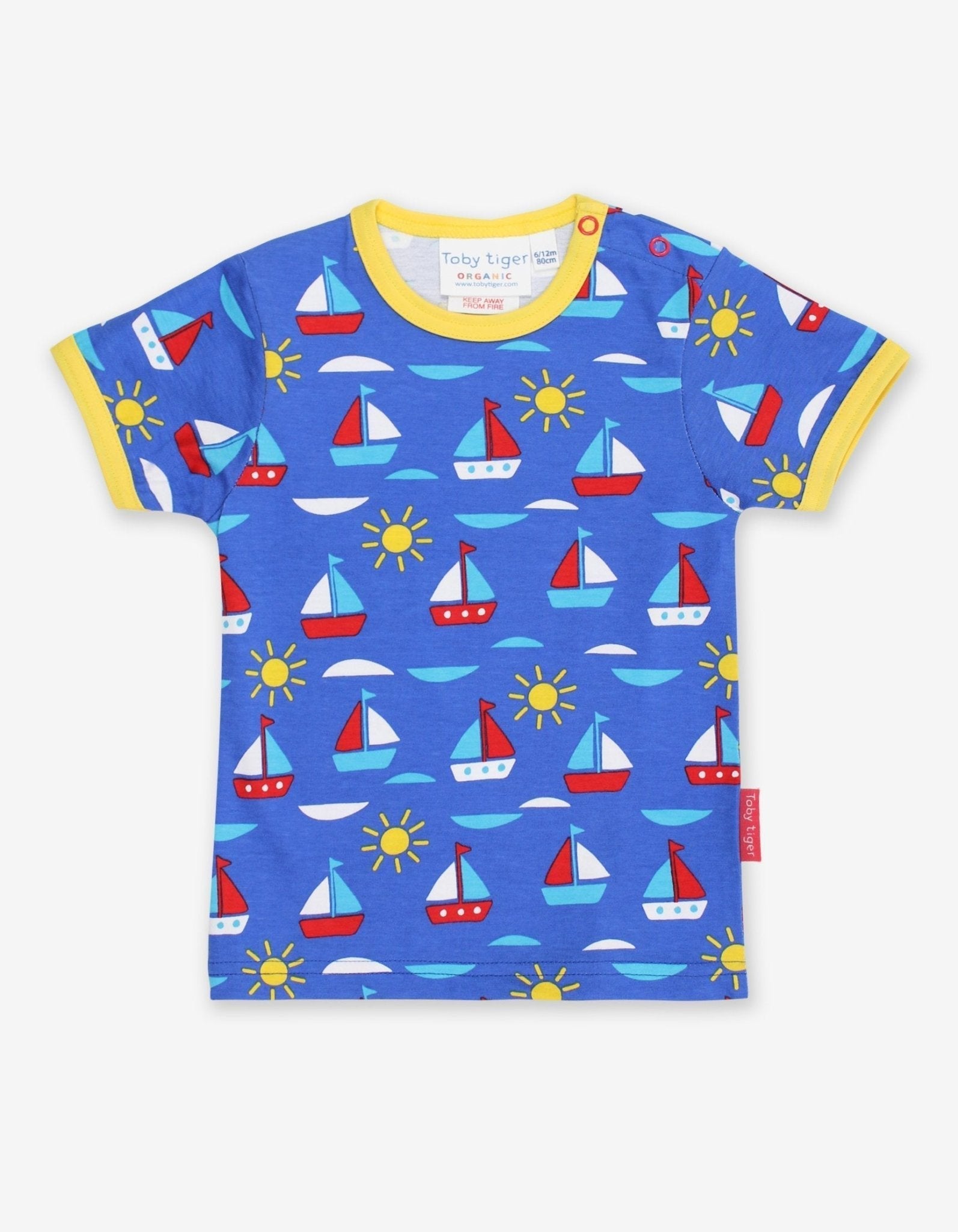 Toby Tiger Organic Short-Sleeved T-Shirt - Boat Print - Baby&More