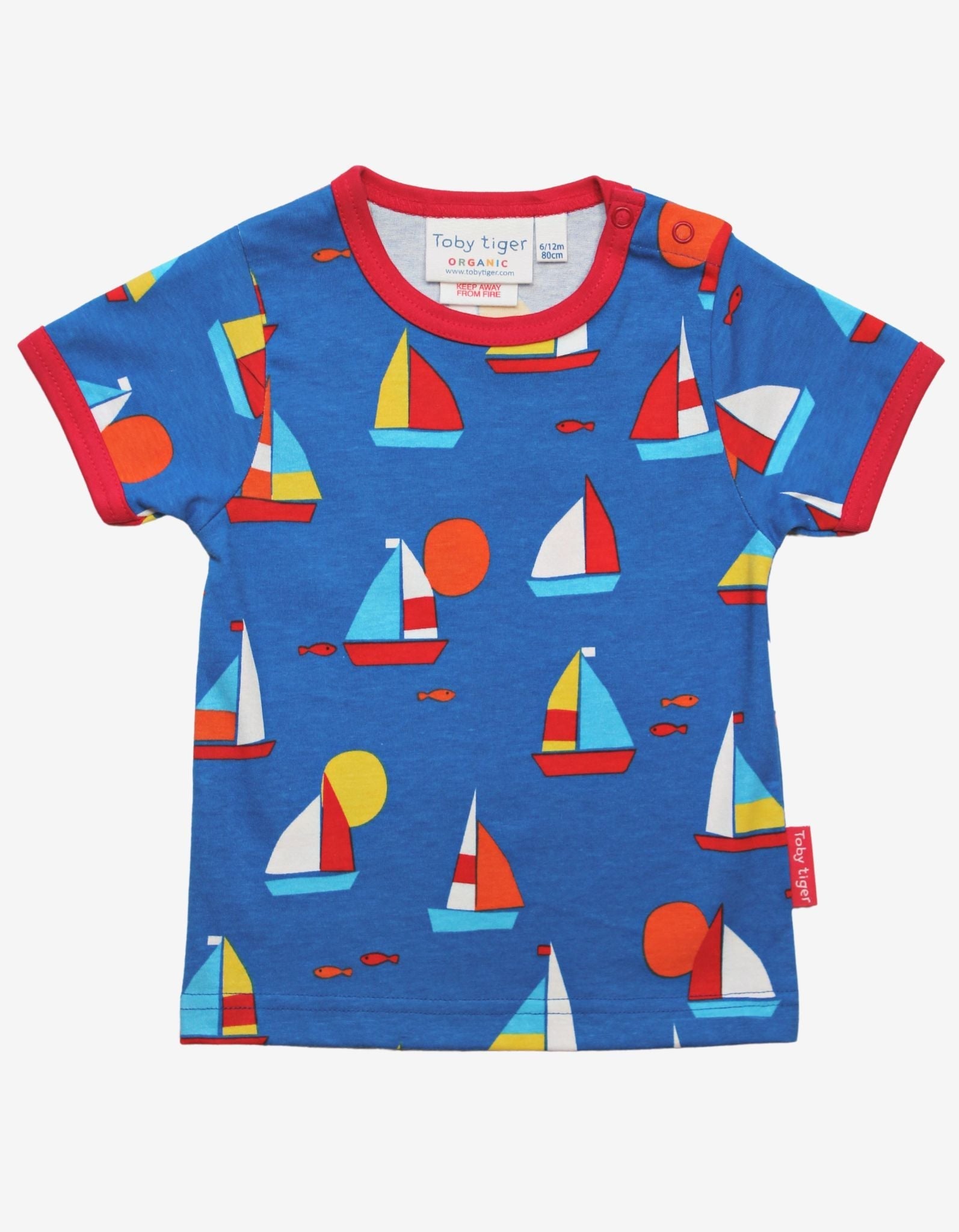 Toby Tiger Organic Short-Sleeved T-Shirt - Sailboat Print - Baby&More