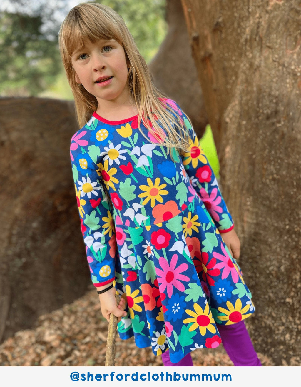 Toby Tiger Organic Skater Dress - Bold Floral Print - Baby&More