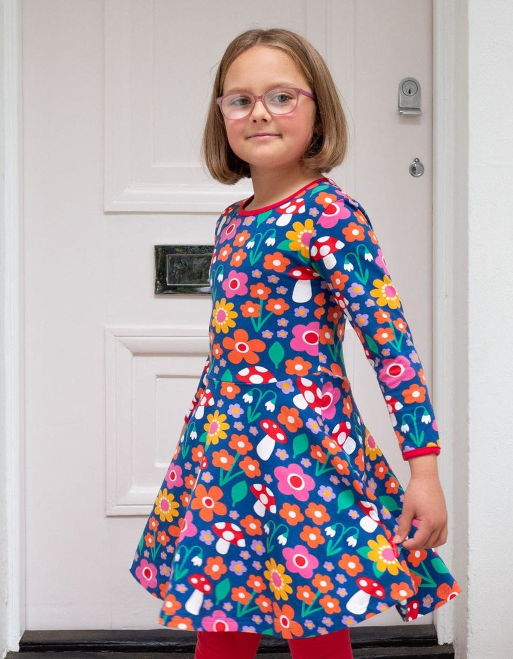 Toby Tiger Organic Skater Dress - Floral Mushroom Print - Baby&More