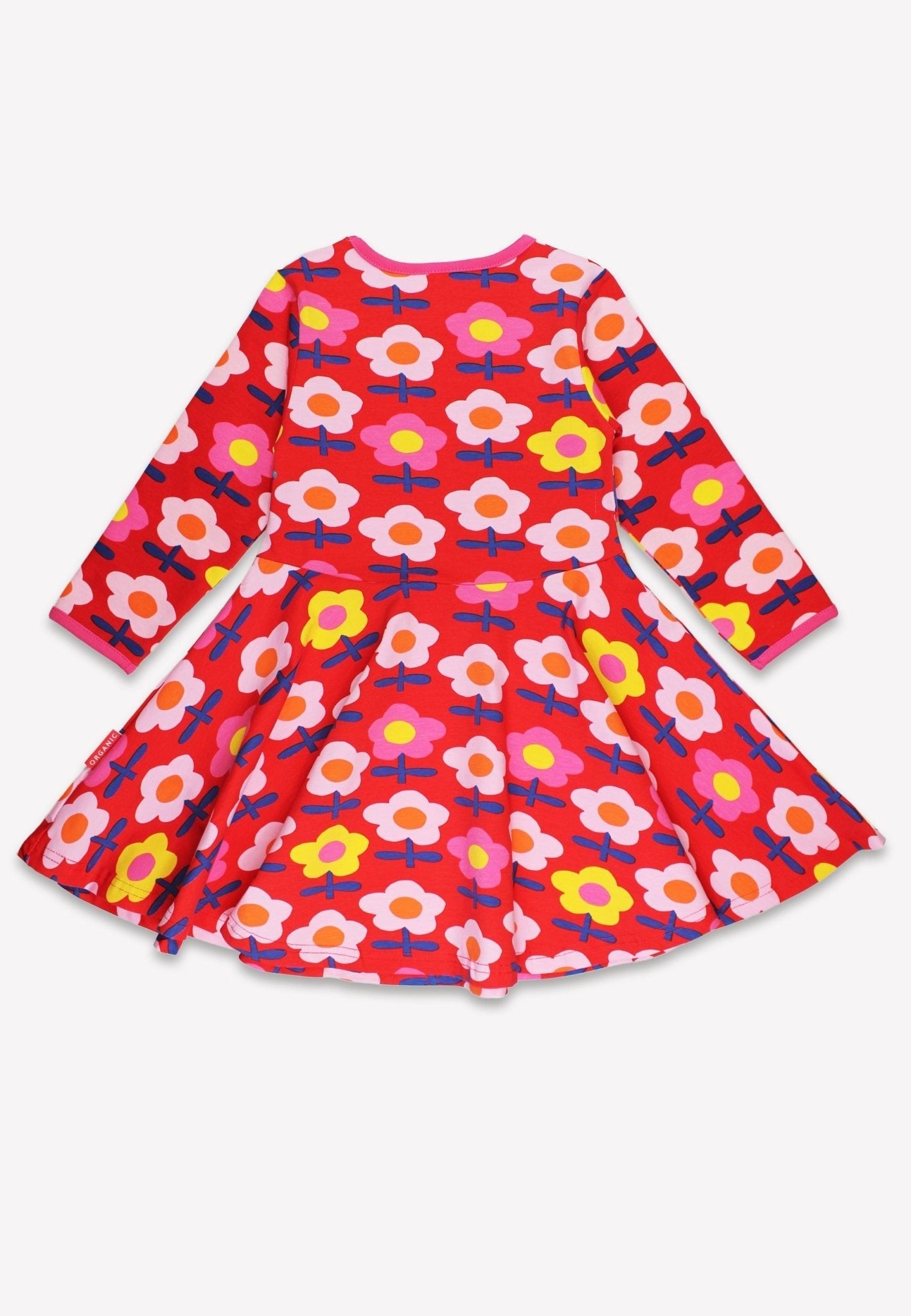 Toby Tiger Organic Skater Dress - Pink Flower Print - Baby&More