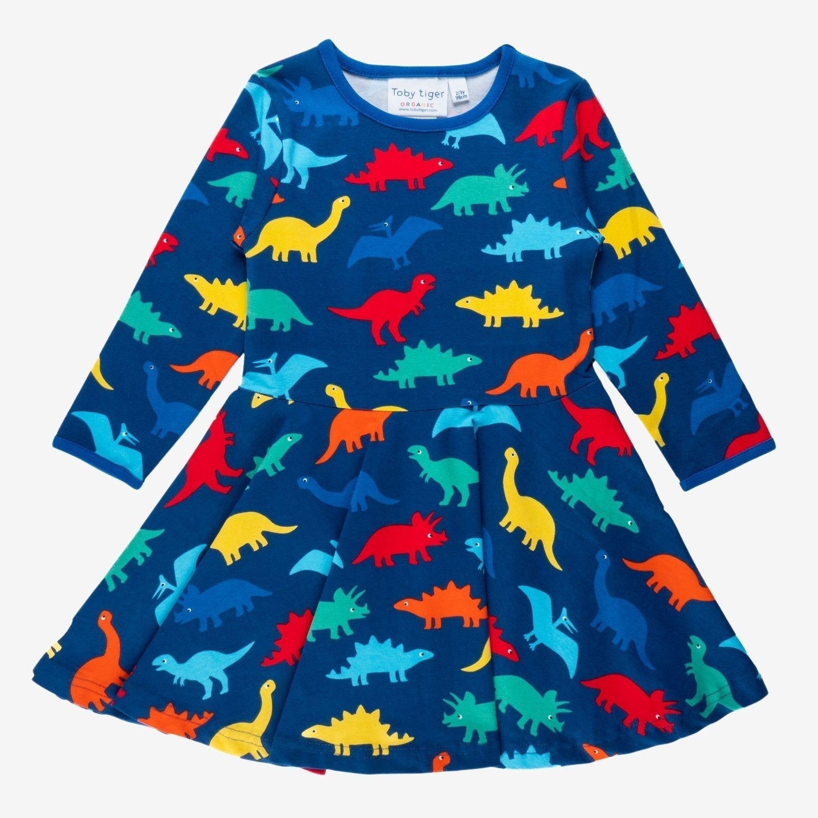 Toby Tiger Organic Skater Dress - Rainbow Dinosaur Print - Baby&More