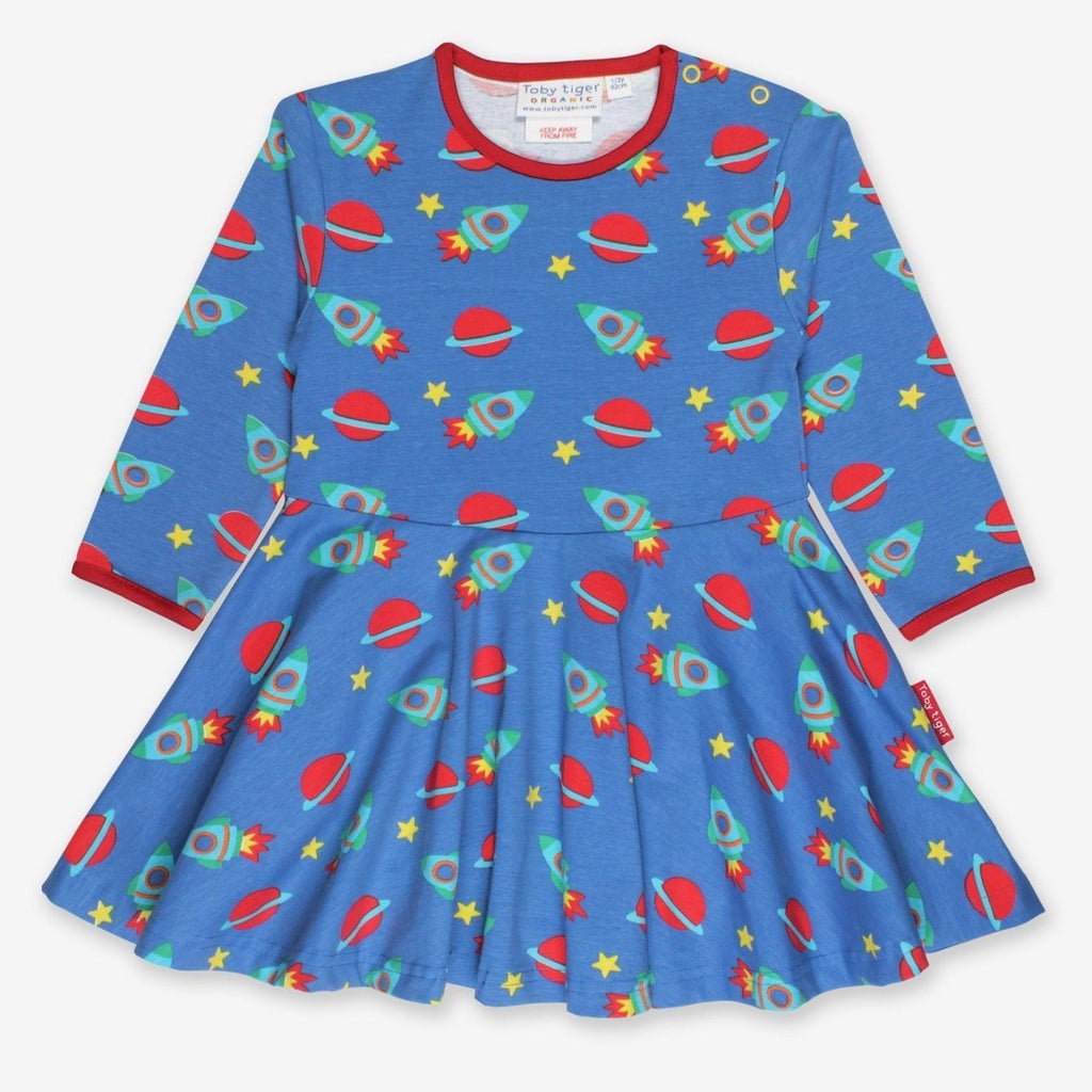 Toby Tiger Organic Skater Dress - Space Print - Baby&More