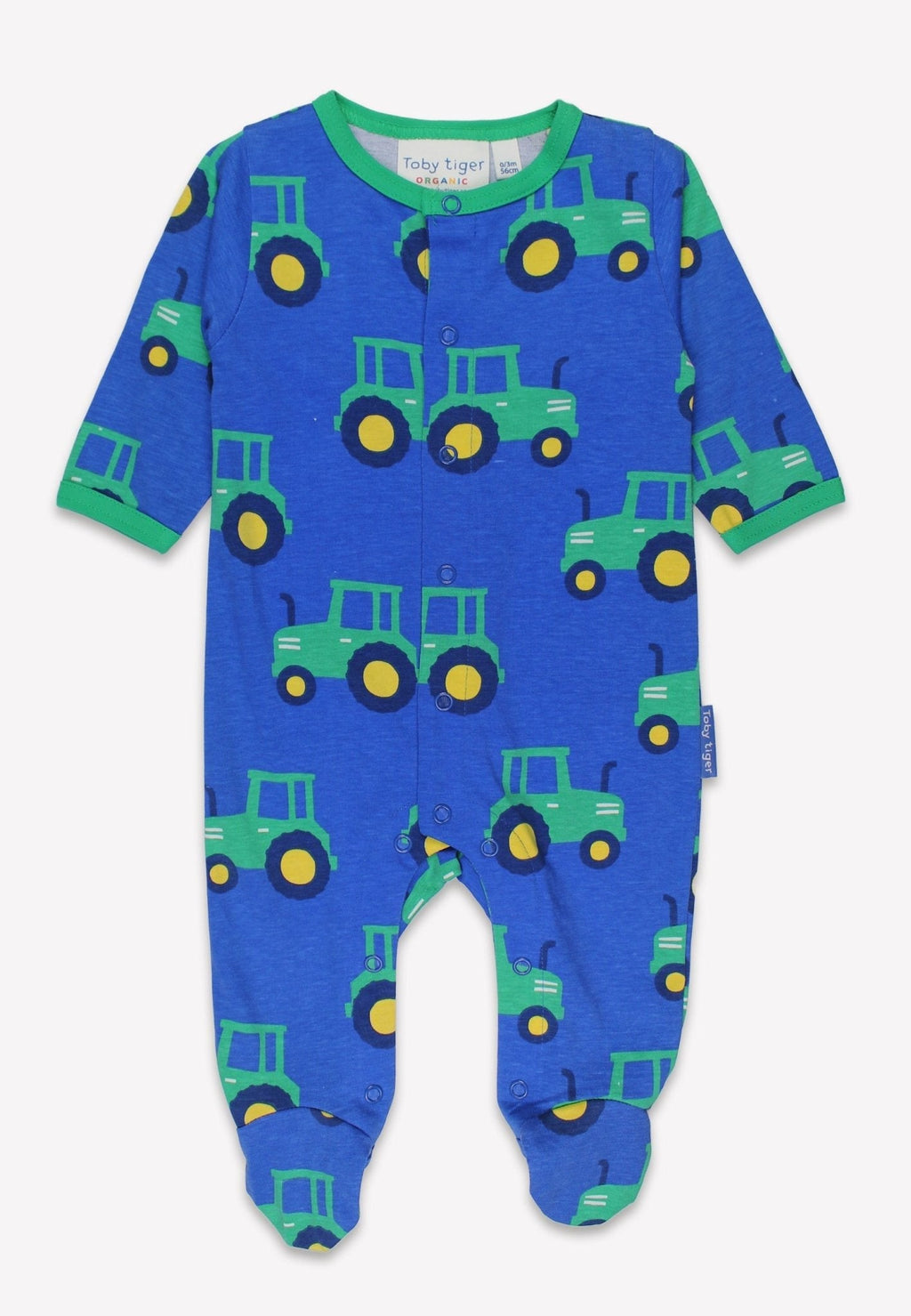 Toby Tiger Organic Sleepsuit - Hillside Tractor Print - Baby&More