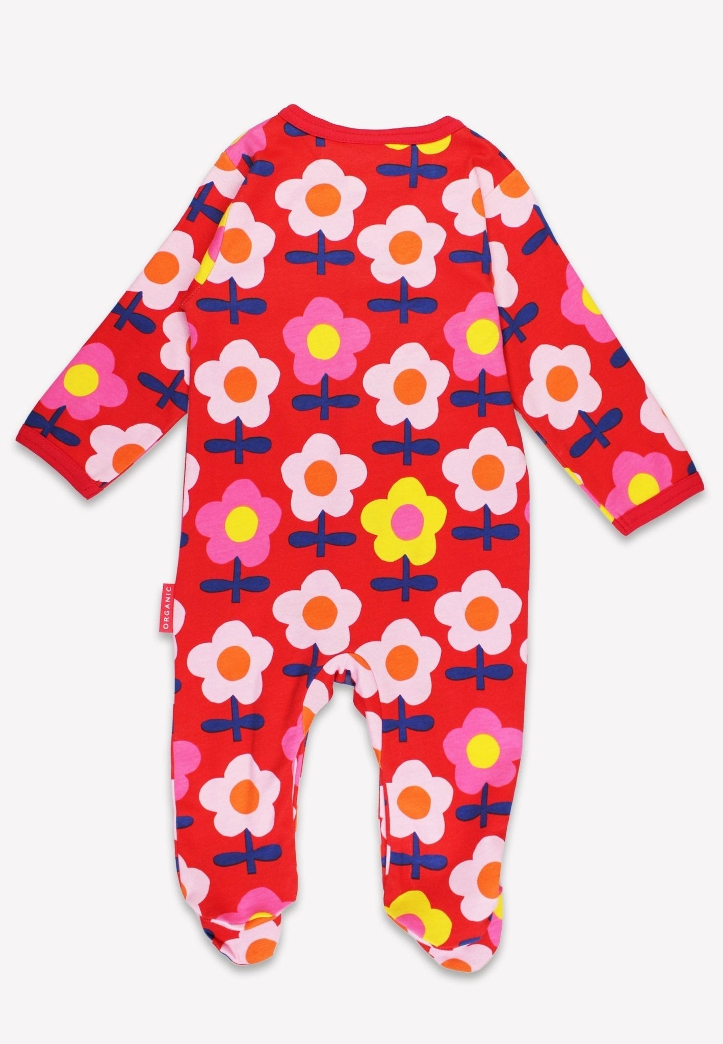 Toby Tiger Organic Sleepsuit - Pink Flower Print - Baby&More