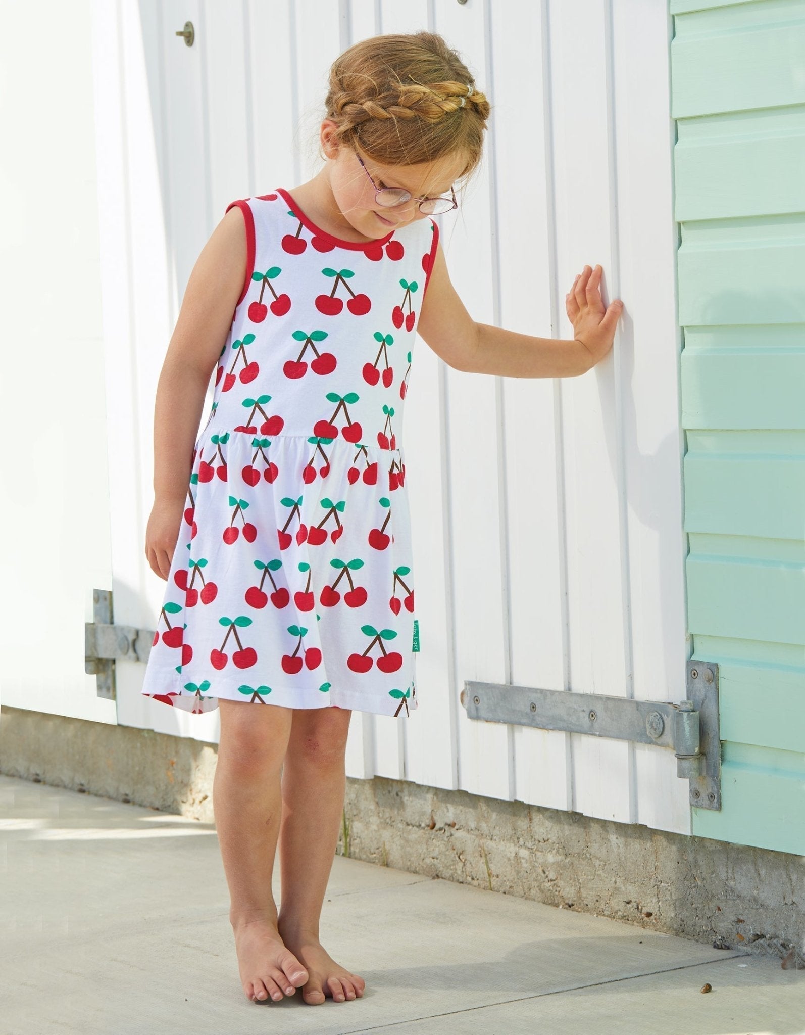 Toby Tiger Organic Summer Dress - Cherry Print White - Baby&More