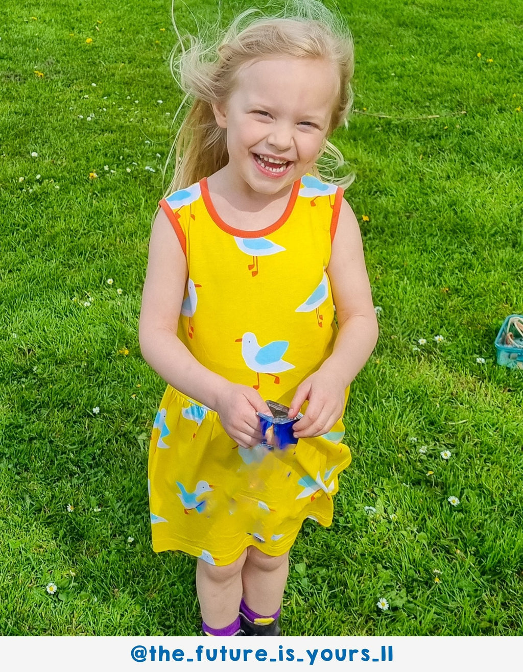 Toby Tiger Organic Summer Dress - Yellow Seagull Print - Baby&More