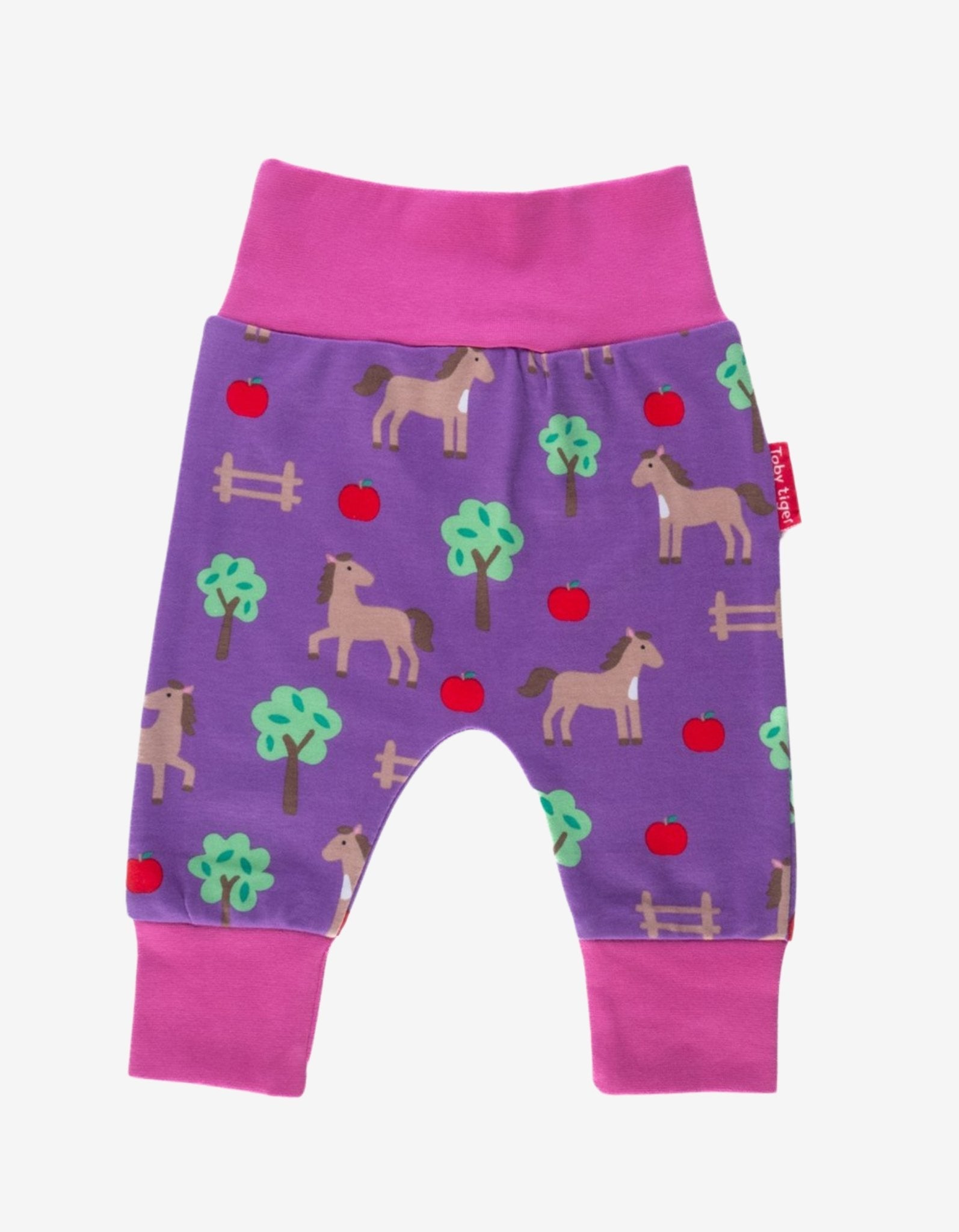 Toby Tiger Organic Yoga Pants - Horse and Apple Print - Baby&More