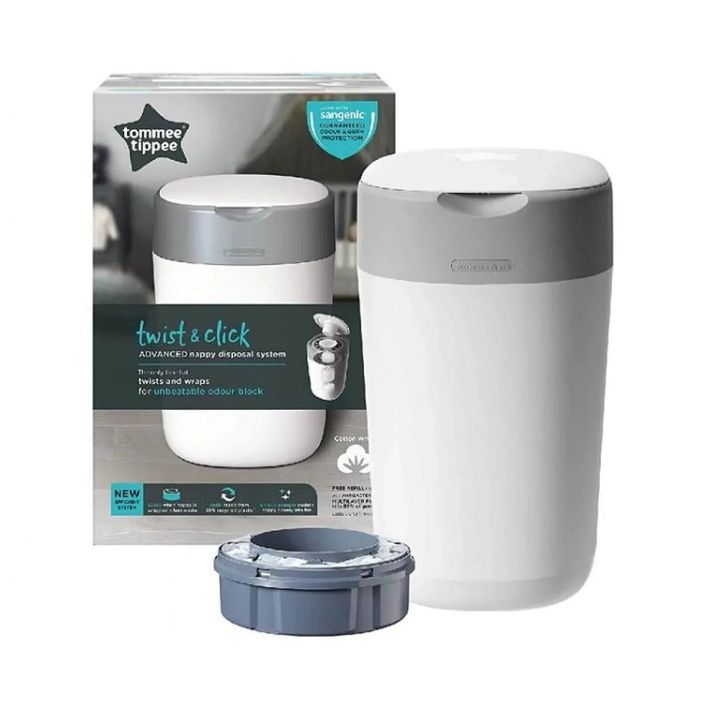 Tommee Tippee Twist & Click Nappy Disposal Tub - White - Baby&More