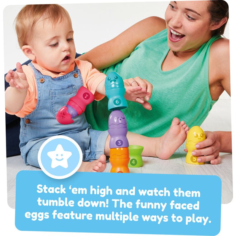 Tomy Toomies Hide & Squeak Egg Stackers - Baby&More